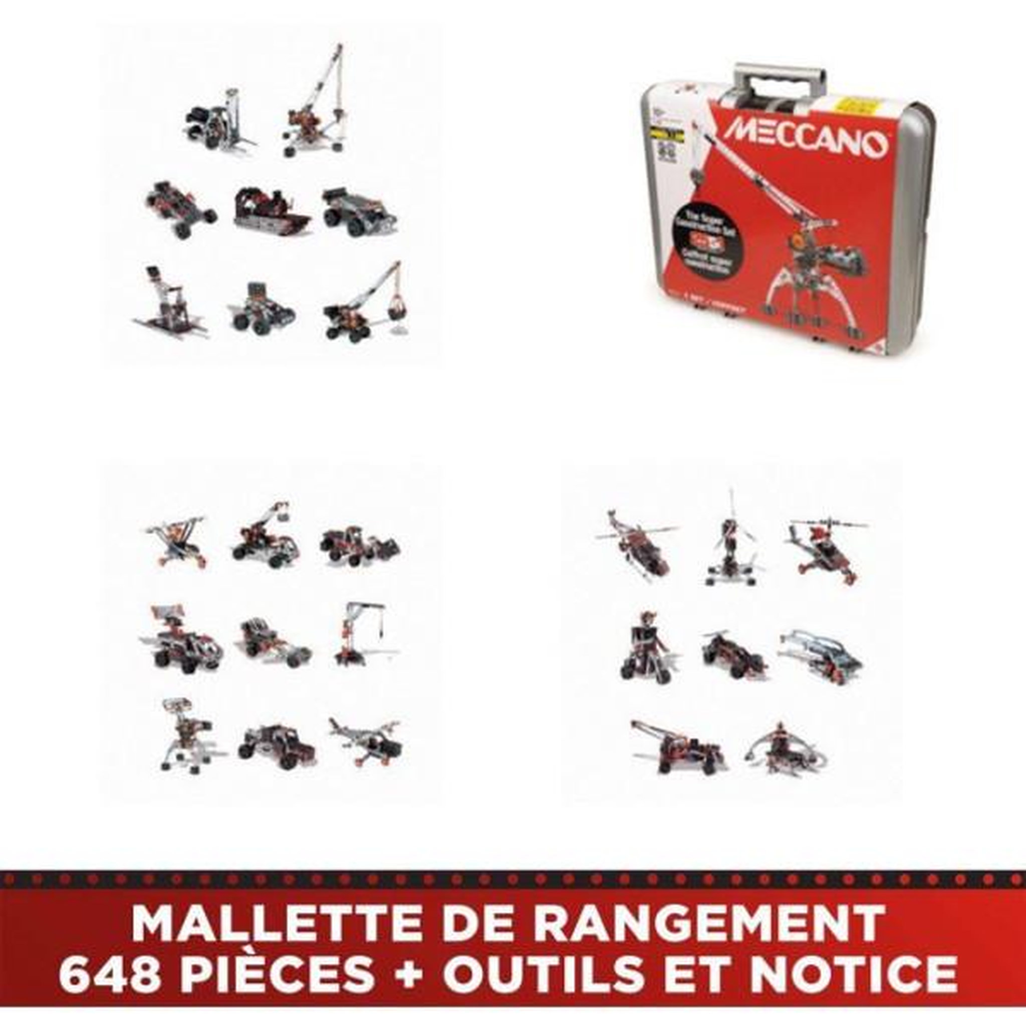 Voir la diapositive 2 : Meccano MECCANO - Jeu de construction - Métal - 638 pieces - 10 ans + - 25 modeles + mallette