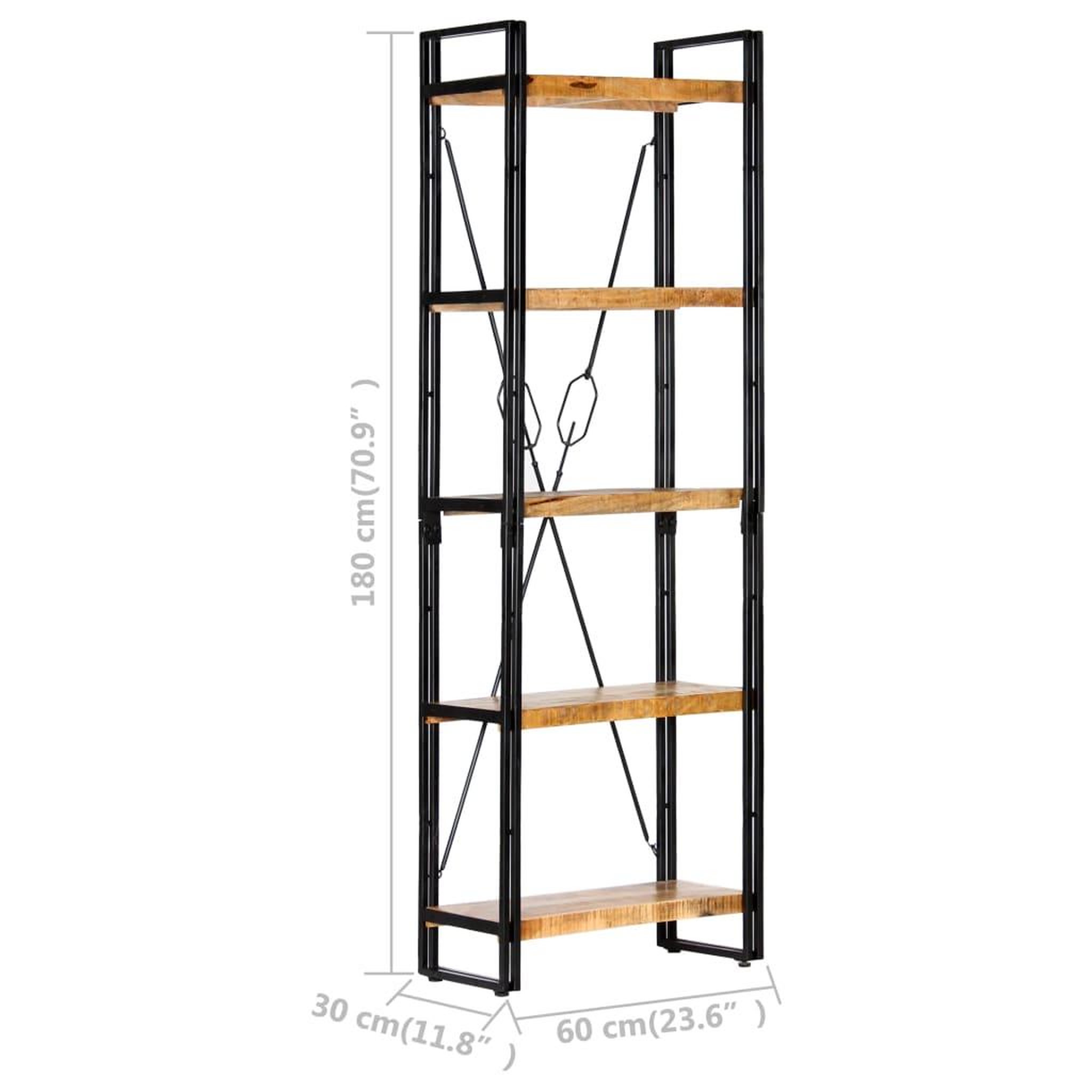 Voir la diapositive 6 : VIDAXL Bibliotheque a 5 niveaux 60x30x180 cm Bois de manguier solide