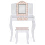 Voir la diapositive 3 : ID MARKET Coiffeuse enfant ROZA LED blanche et rose avec 3 miroirs et tabouret