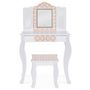 Voir la diapositive 3 : ID MARKET Coiffeuse enfant ROZA LED blanche et rose avec 3 miroirs et tabouret