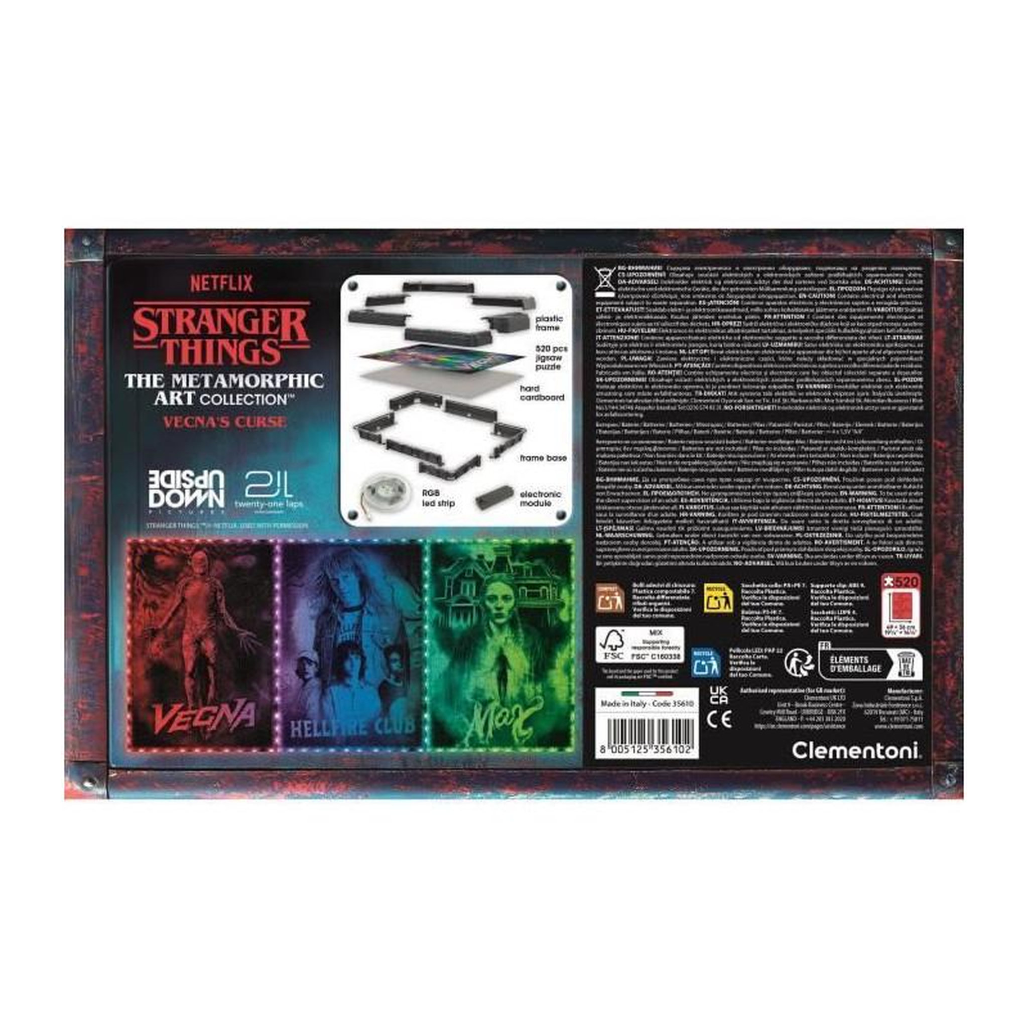 Voir la diapositive 4 : CLEMENTONI Puzzle Stranger Things The Morphing Collection – Cadre lumineux V2 – Adultes et ados – CLEMENTONI