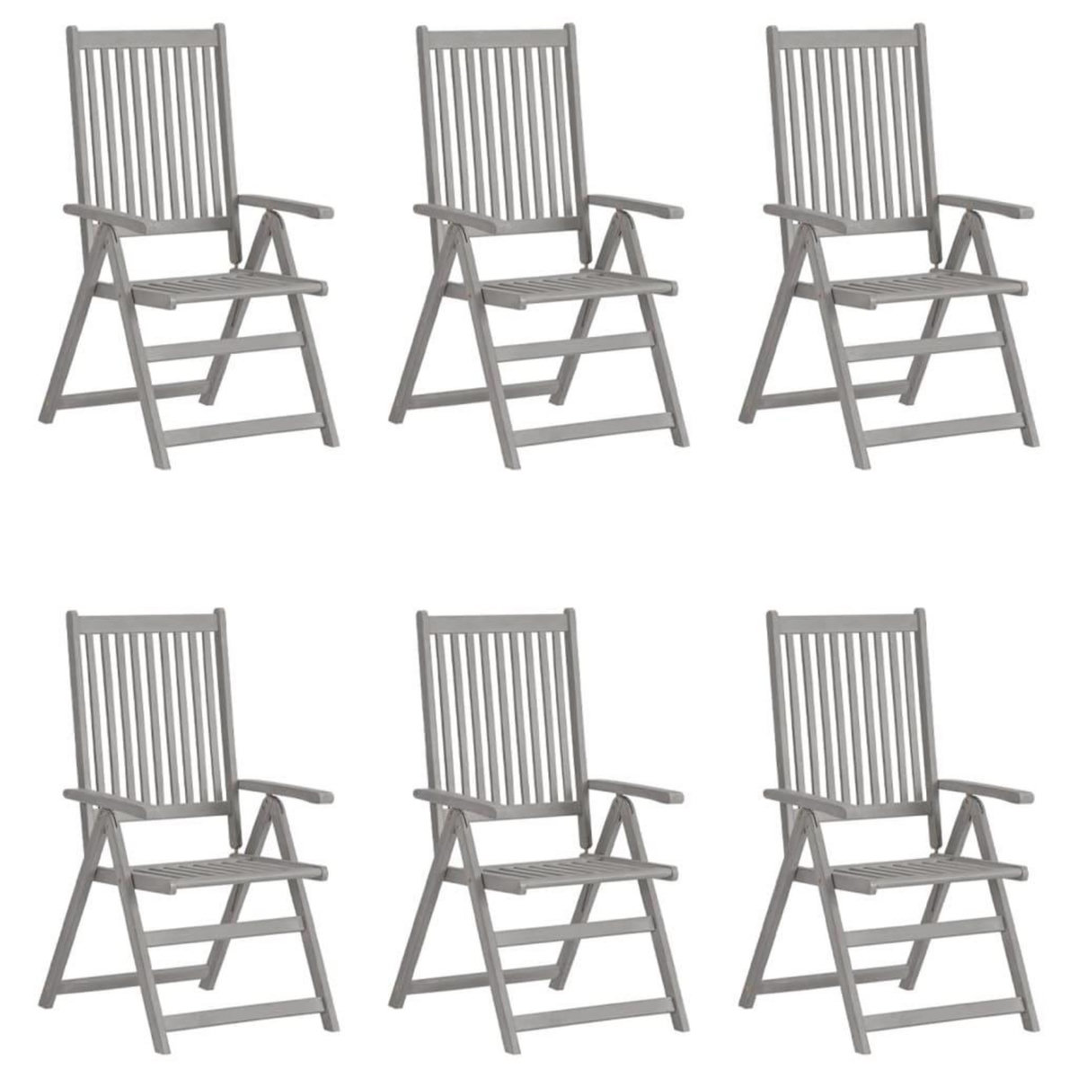 VIDAXL Chaises inclinables de jardin lot de 6 et coussins Bois acacia
