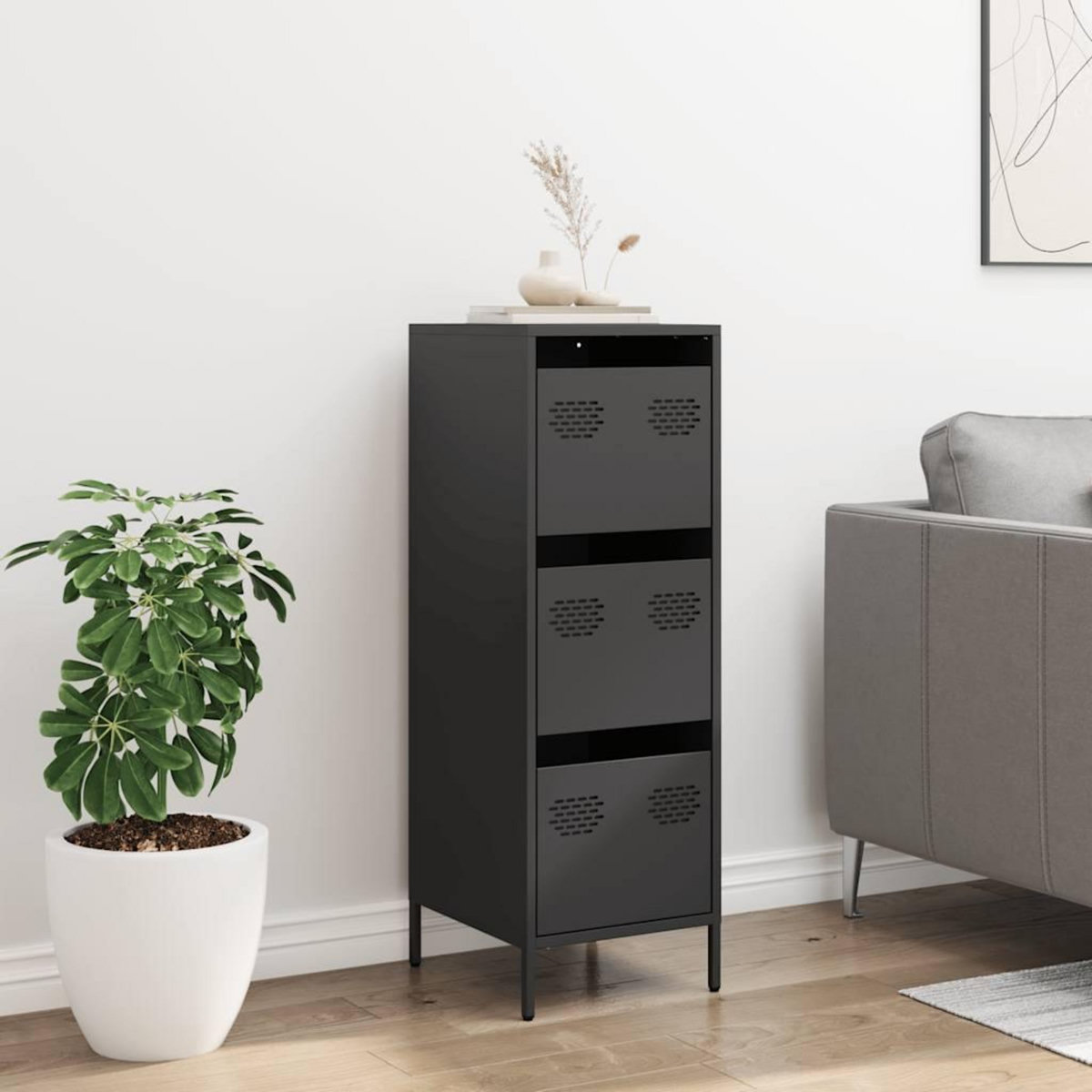 VIDAXL Buffet haut noir 39x35x103,5 cm acier