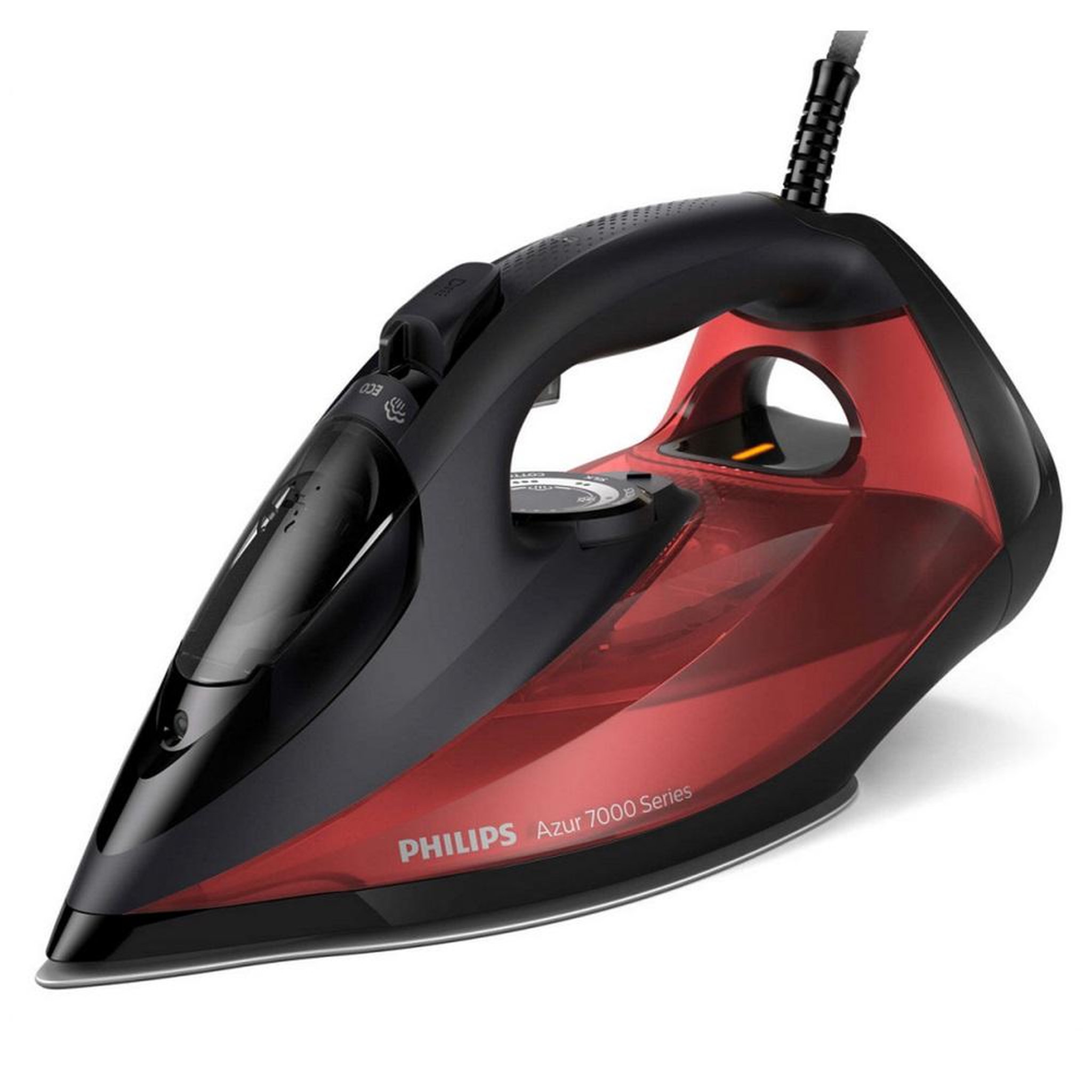 Voir la diapositive 2 : Philips Fer à repasser vapeur 2800w 50g/mn rouge - DST7022.40