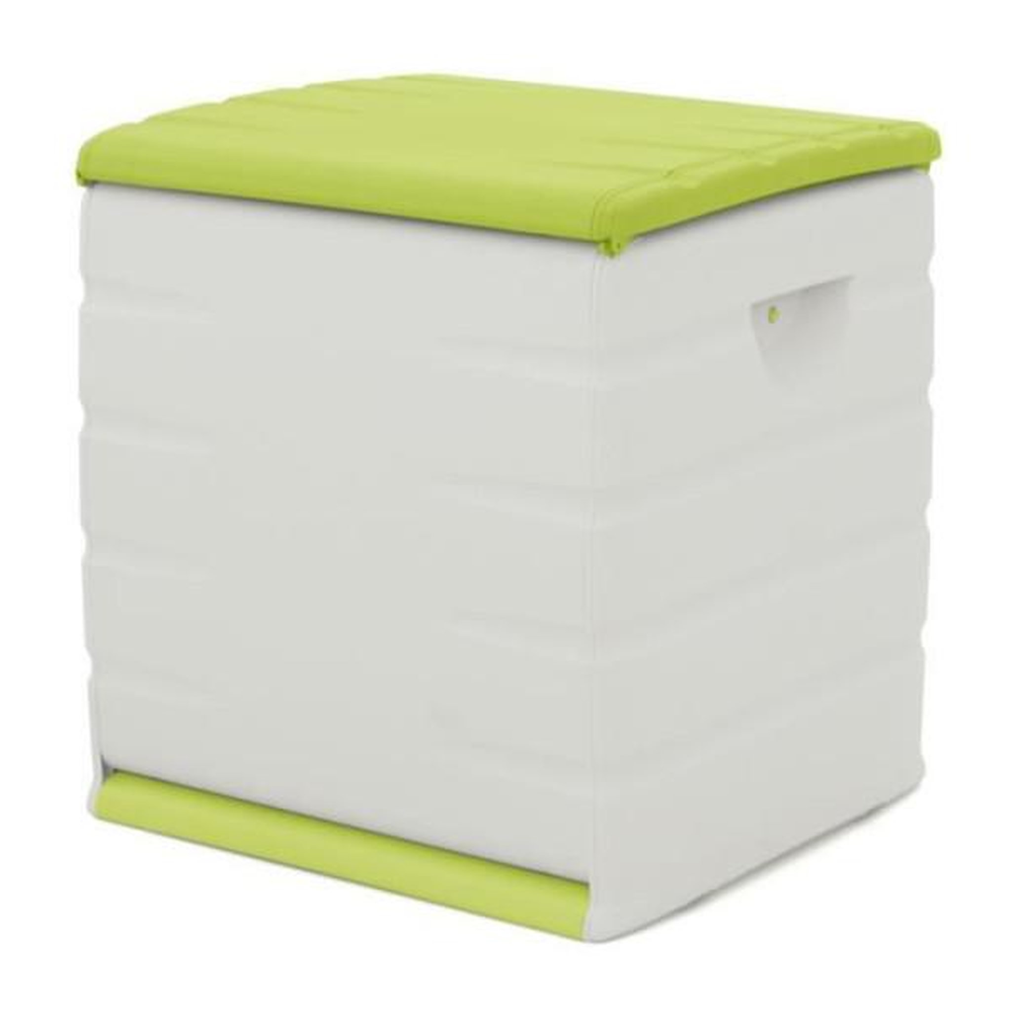 Voir la diapositive 1 : PLASTIKEN PLASTIKEN Coffre cadenassable avec roulettes - 190 L - Fonctionnel et esthétique - Beige et Pistache