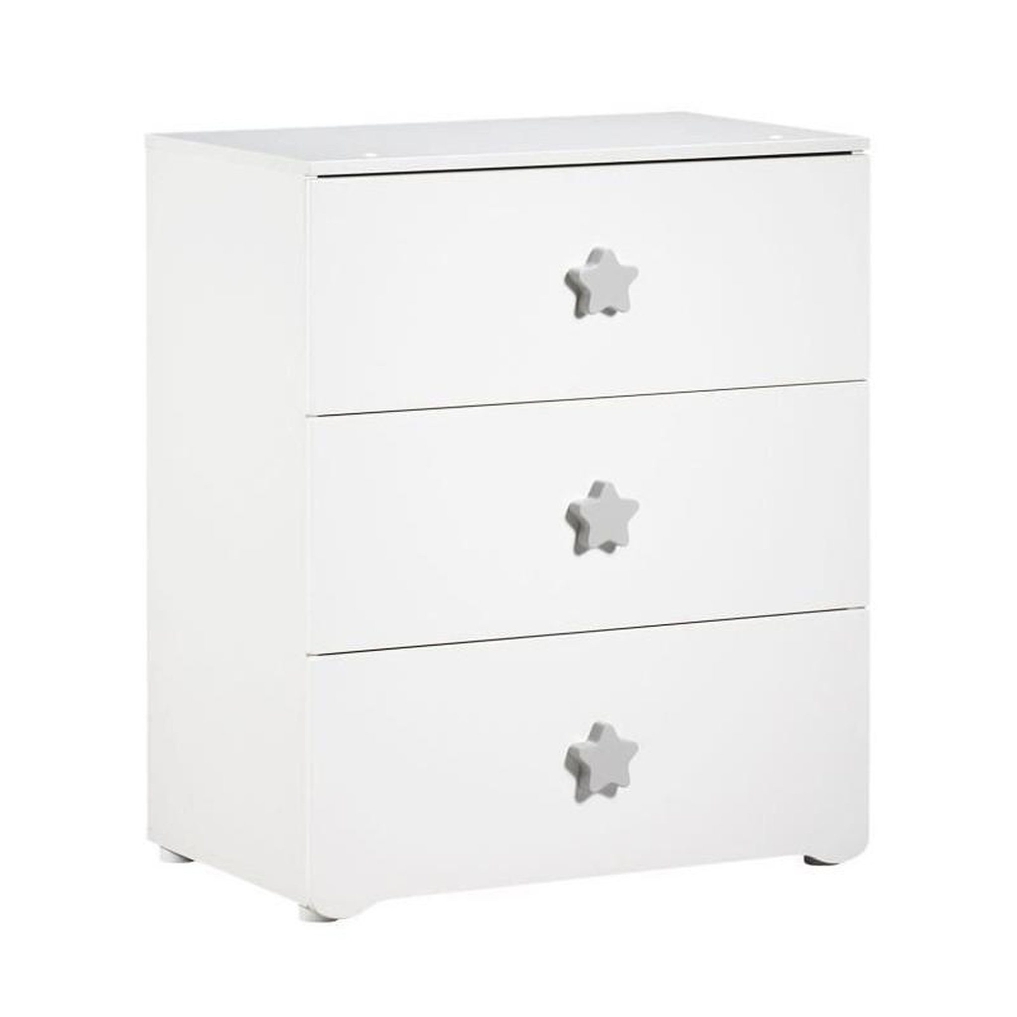 Voir la diapositive 2 : BABY PRICE BABY PRICE Commode a langer 3 tiroirs - Boutons etoile gris - New Basic