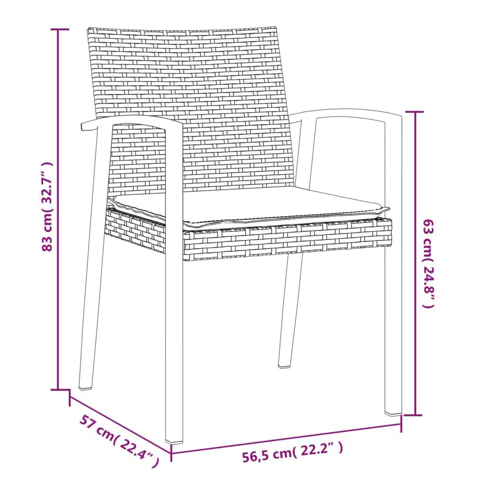 Voir la diapositive 6 : VIDAXL Ensemble a manger de jardin 3 pcs coussins resine tressee acier