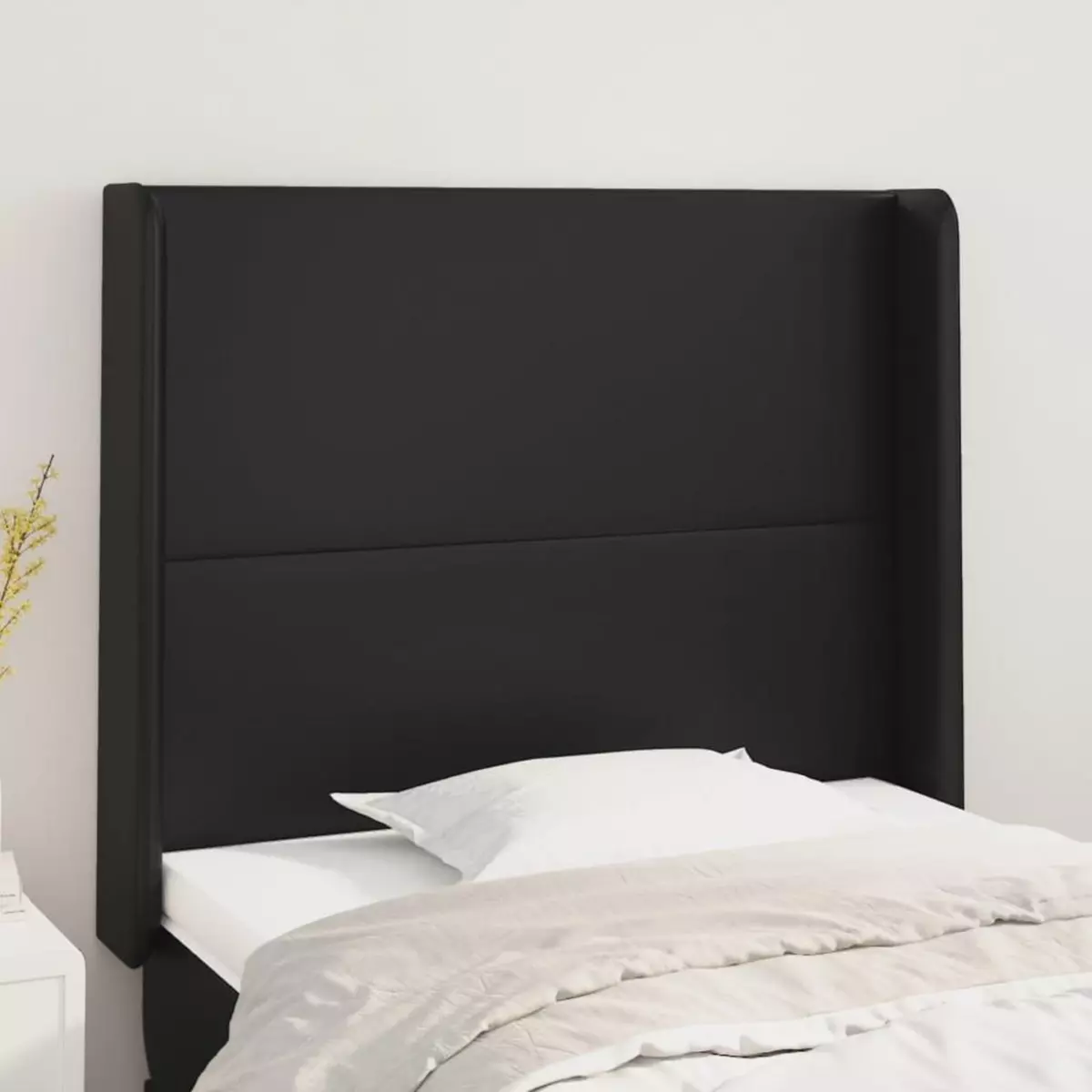 VIDAXL Tete de lit avec oreilles Noir 83x16x118/128 cm Similicuir