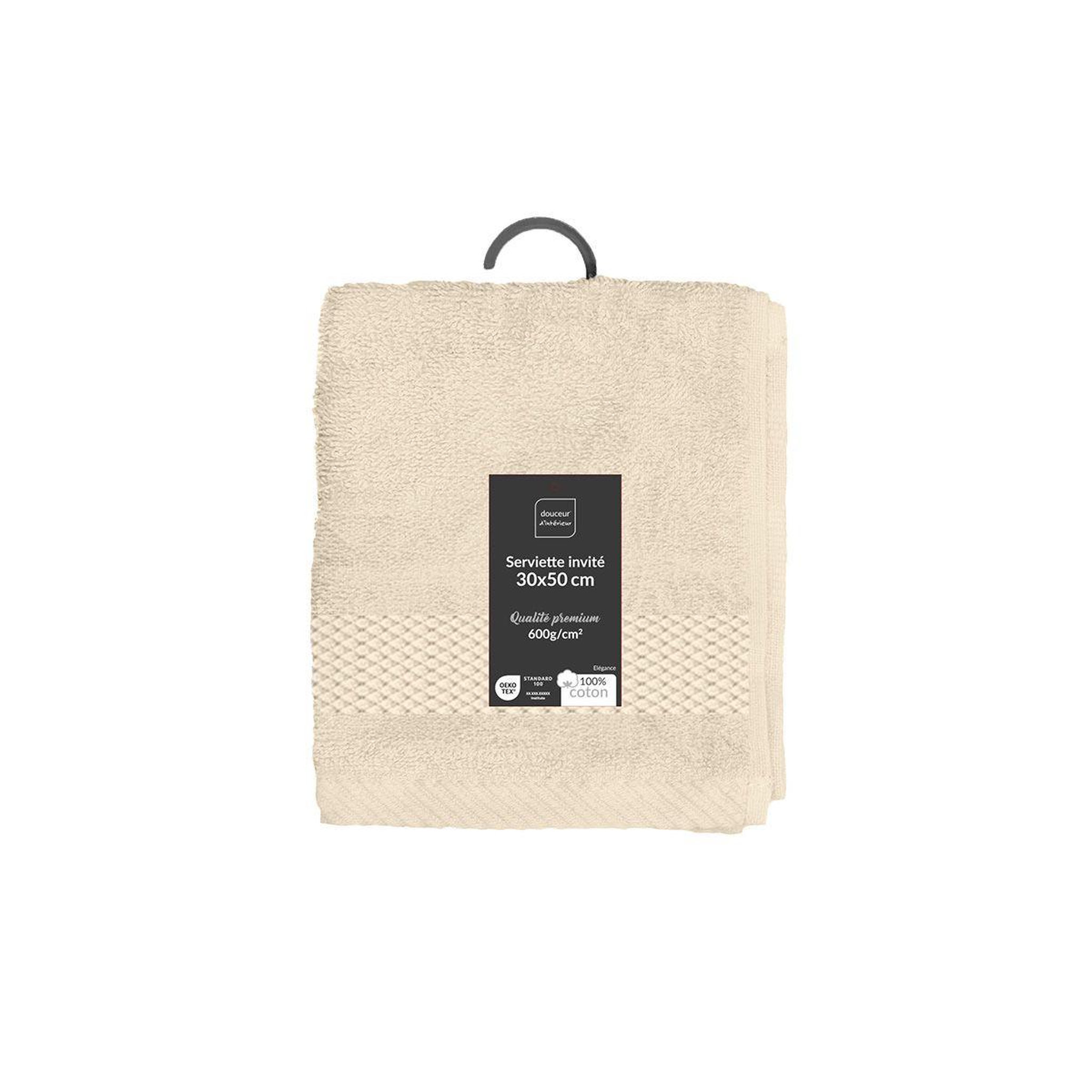 Voir la diapositive 6 : Douceur d'Intérieur Serviette Invité  Elegance  30x50cm Sable