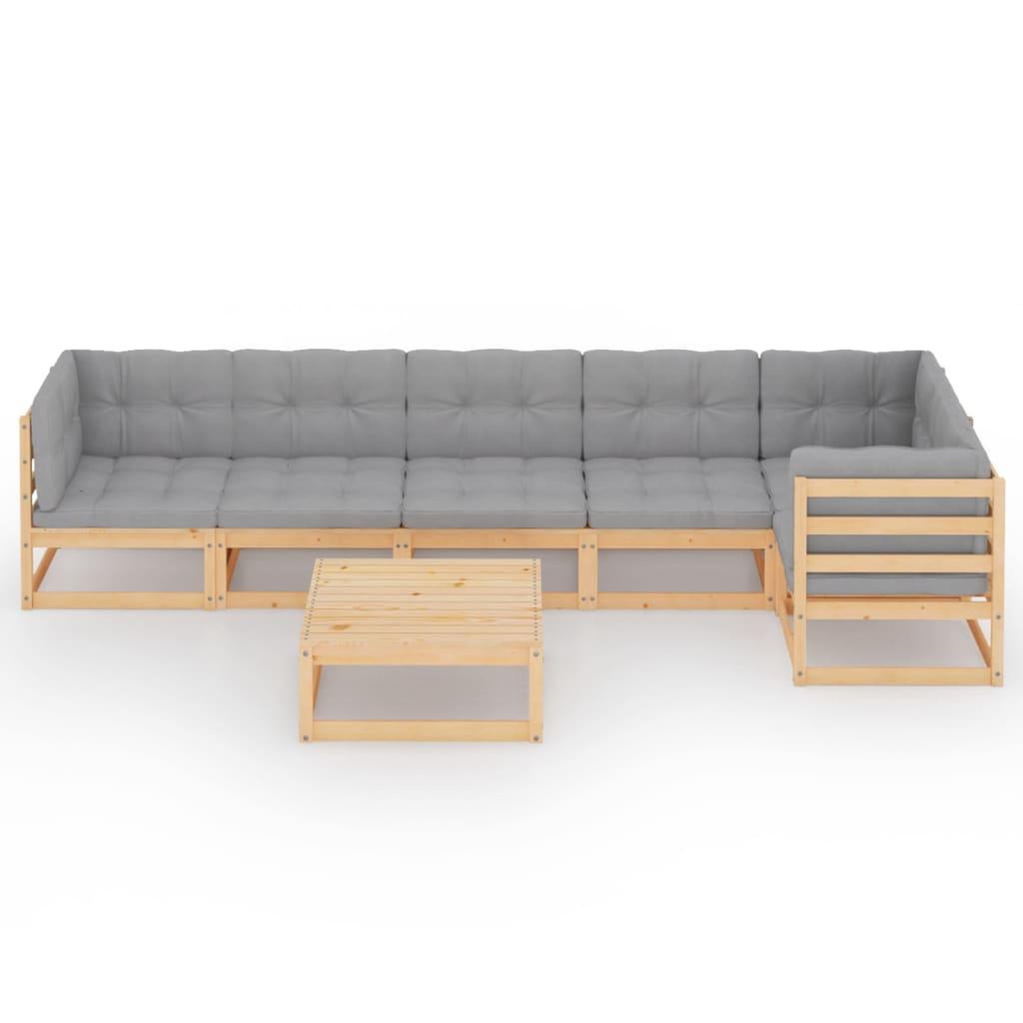 Voir la diapositive 3 : VIDAXL Salon de jardin 7 pcs avec coussins bois de pin massif