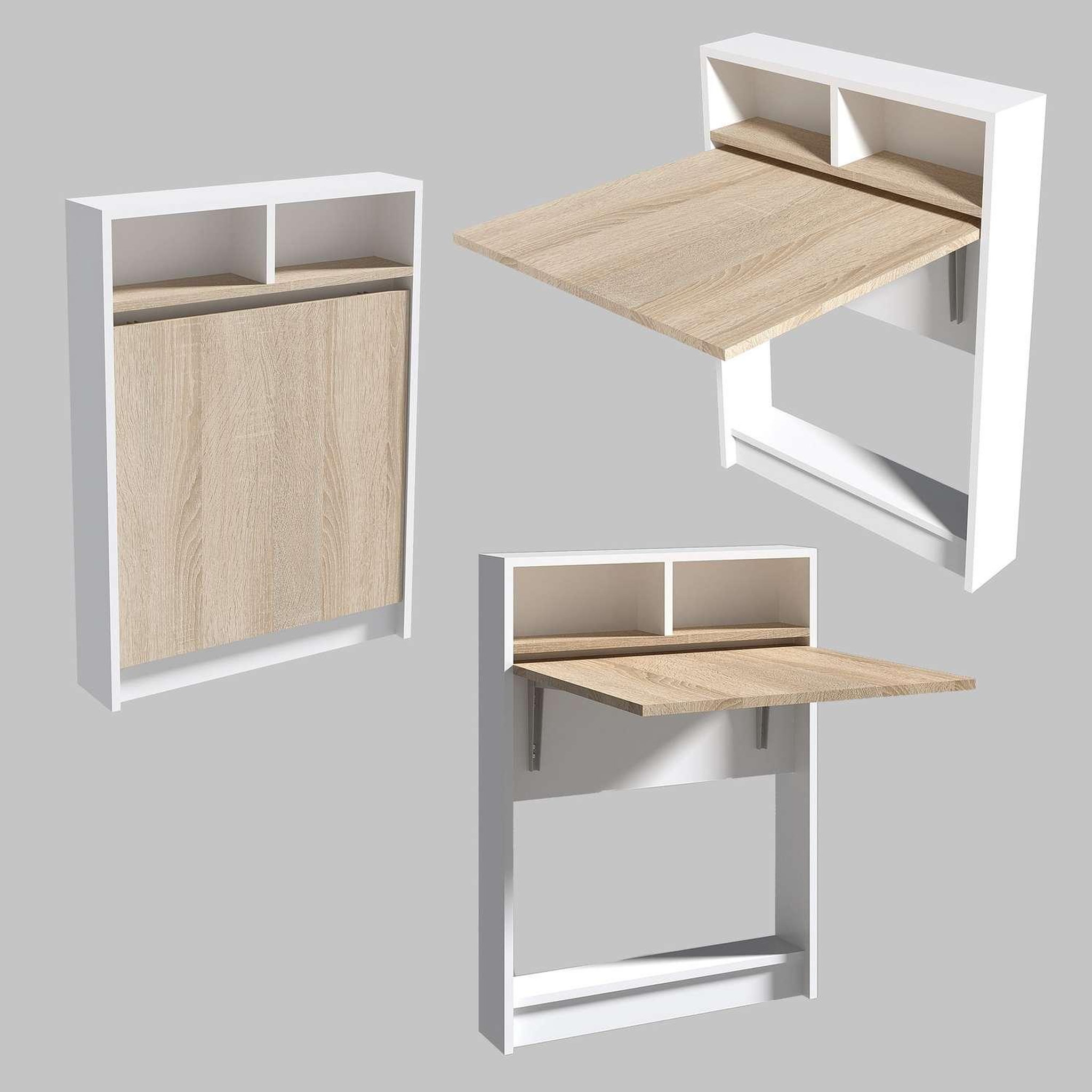 Voir la diapositive 4 : TOILINUX Table pliante aymar en bois - blanc et beige