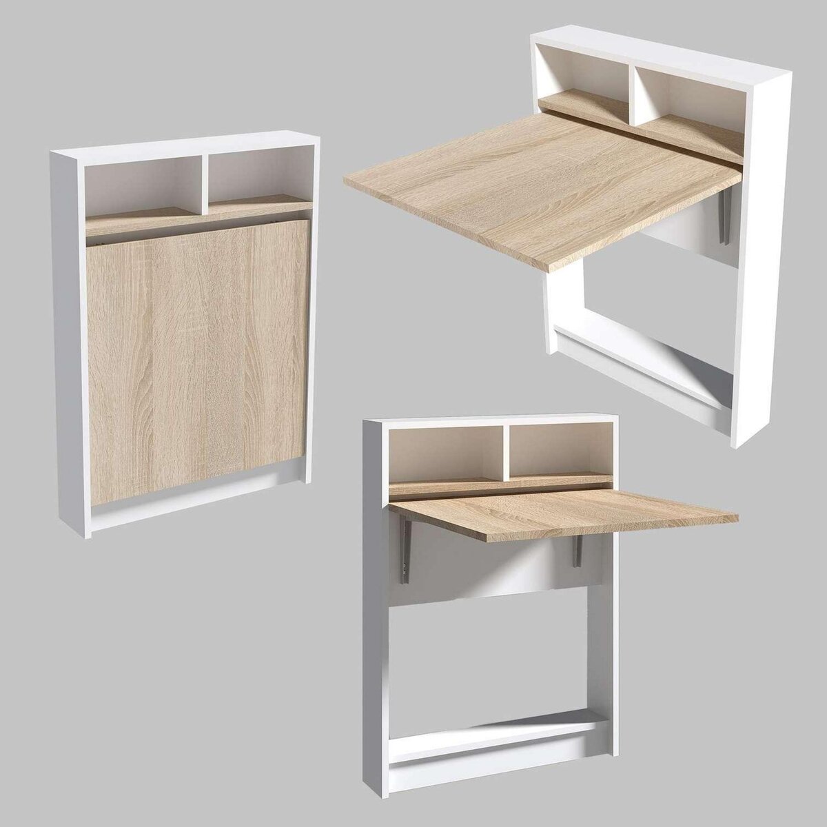 TOILINUX Table pliante Aymar en bois - Blanc et beige