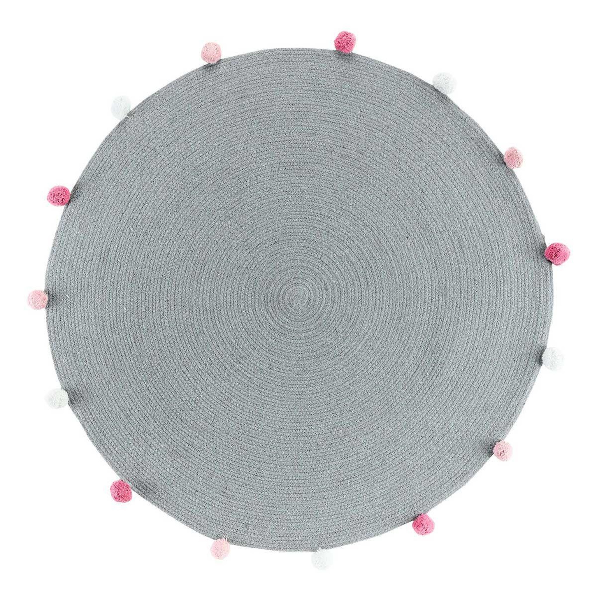 Douceur d'Intérieur Tapis rond enfant  pompomparty  90cm gris