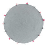 Paris Prix Tapis Rond Enfant  Pompomparty  90cm Gris