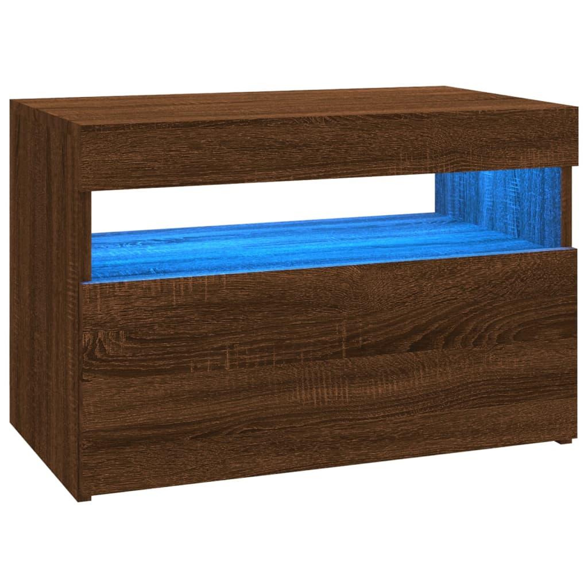 Voir la diapositive 2 : VIDAXL Meuble TV avec lumieres LED Chene marron 60x35x40 cm