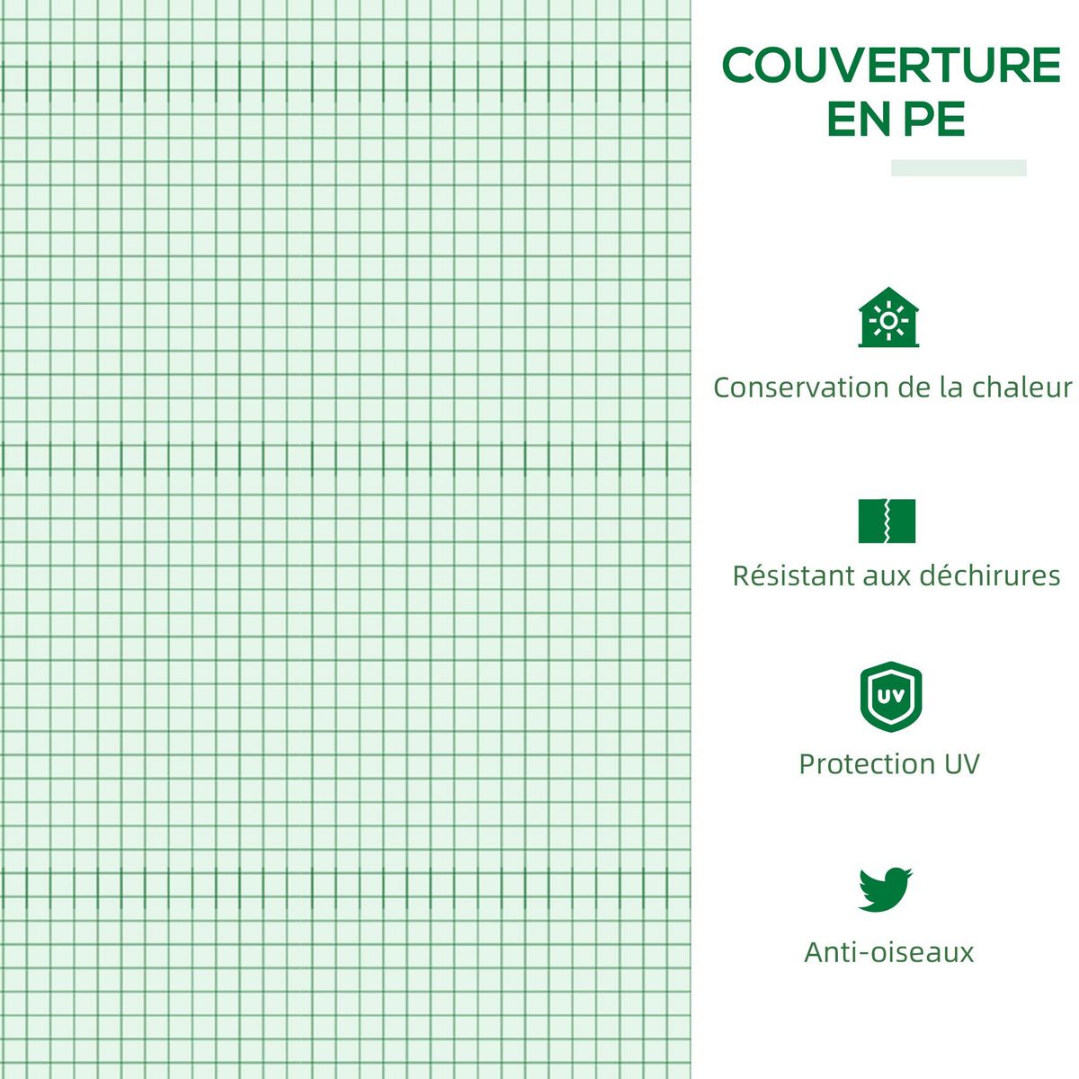 OUTSUNNY Mini serre de jardin serre à tomates 180 x 60 x 60 cm 3 fenêtres zippées enroulables acier thermolaqué PE haute densité vert