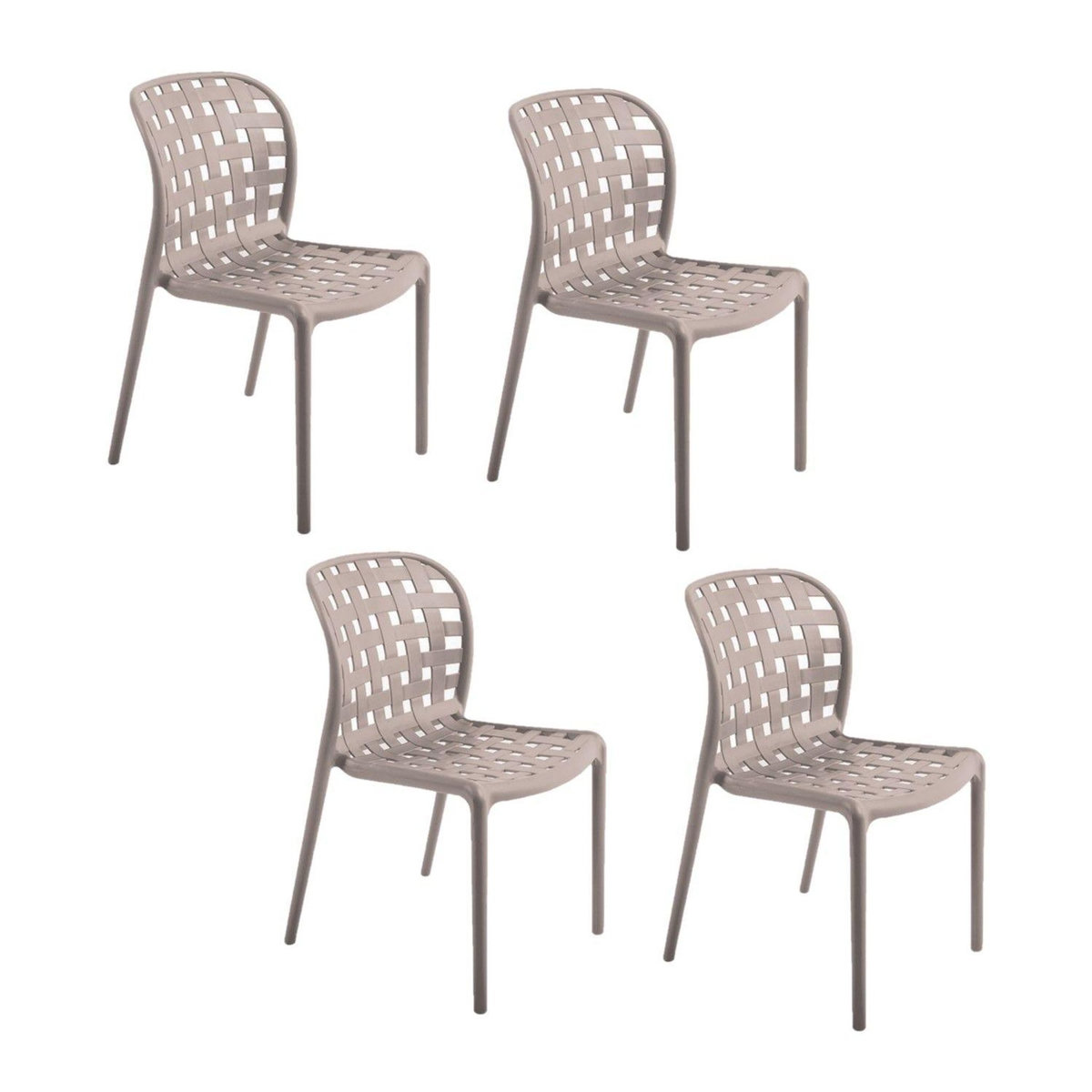 TOILINUX Lot de 4 chaises de jardin en polypropylène Sienne