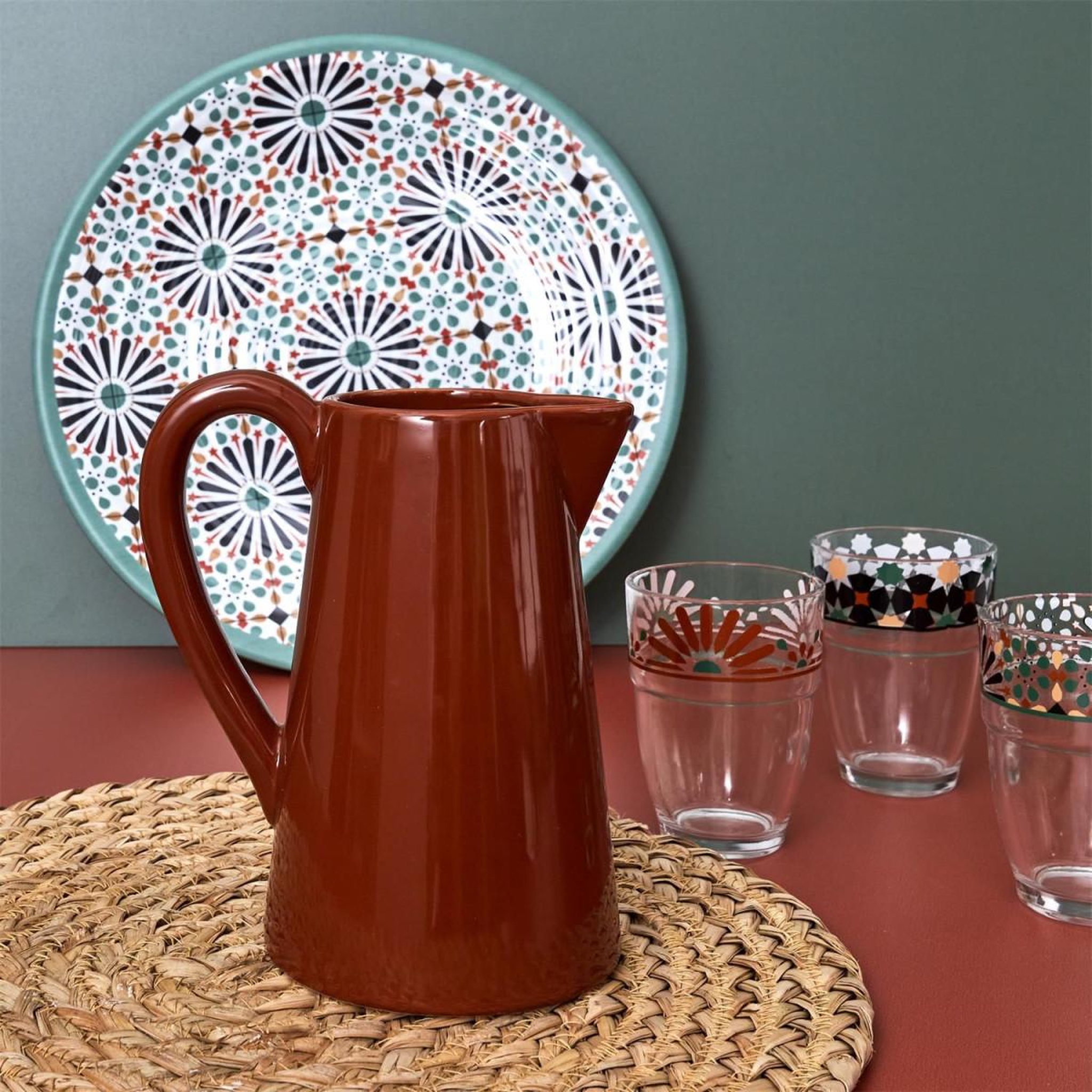Voir la diapositive 3 : The Home Deco Factory Pichet en Céramique  Dolomite  18cm Terracotta