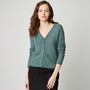 Voir la diapositive 1 : INEXTENSO Gilet boutonné col v vert femme