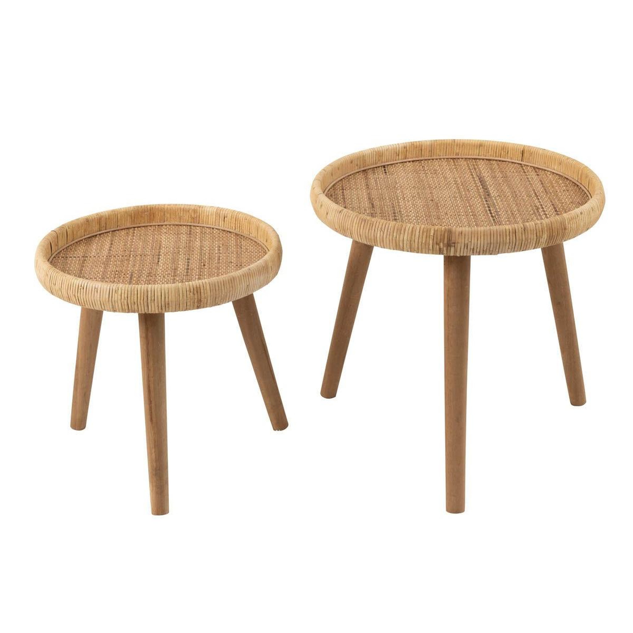 Voir la diapositive 2 : J-LINE Lot de 2 tables d'appoint gigognes  lurne  60cm naturel