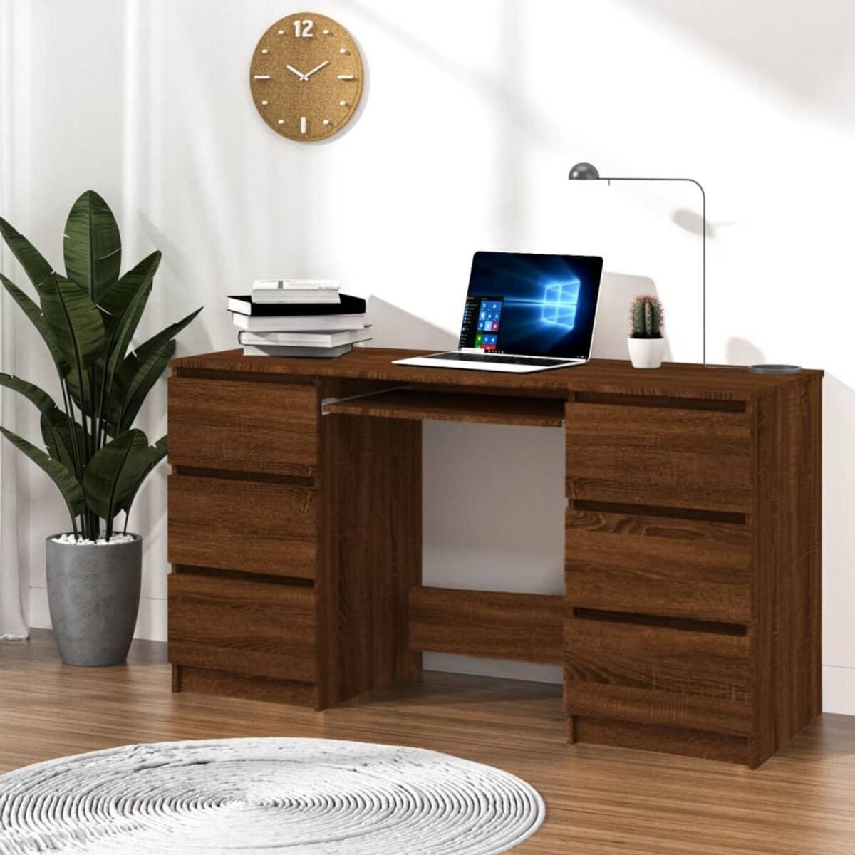 VIDAXL Bureau Chene marron 140x50x77 cm Bois d'ingenierie