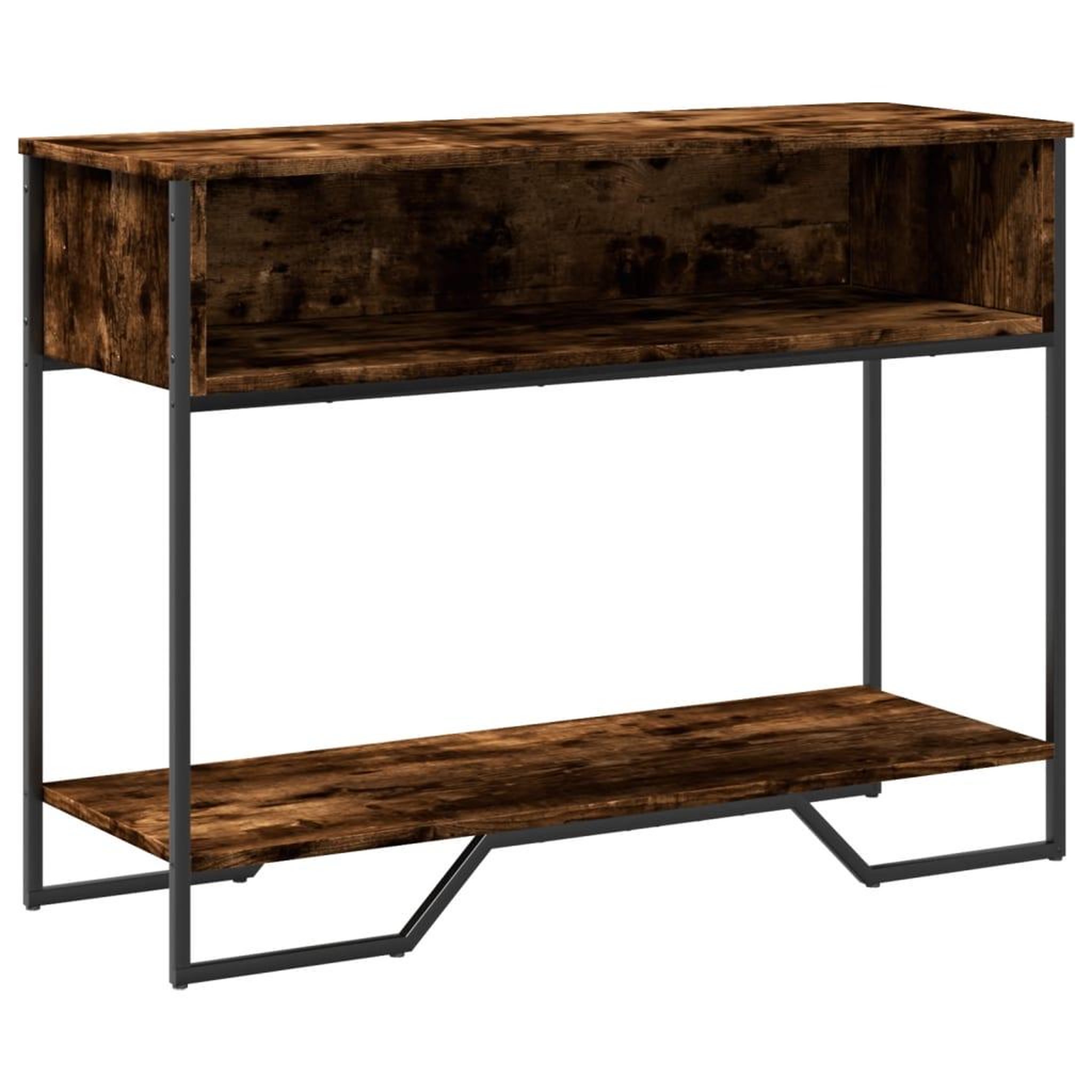 Voir la diapositive 2 : VIDAXL Table console chene fume 100x35x74,5 cm bois d'ingenierie