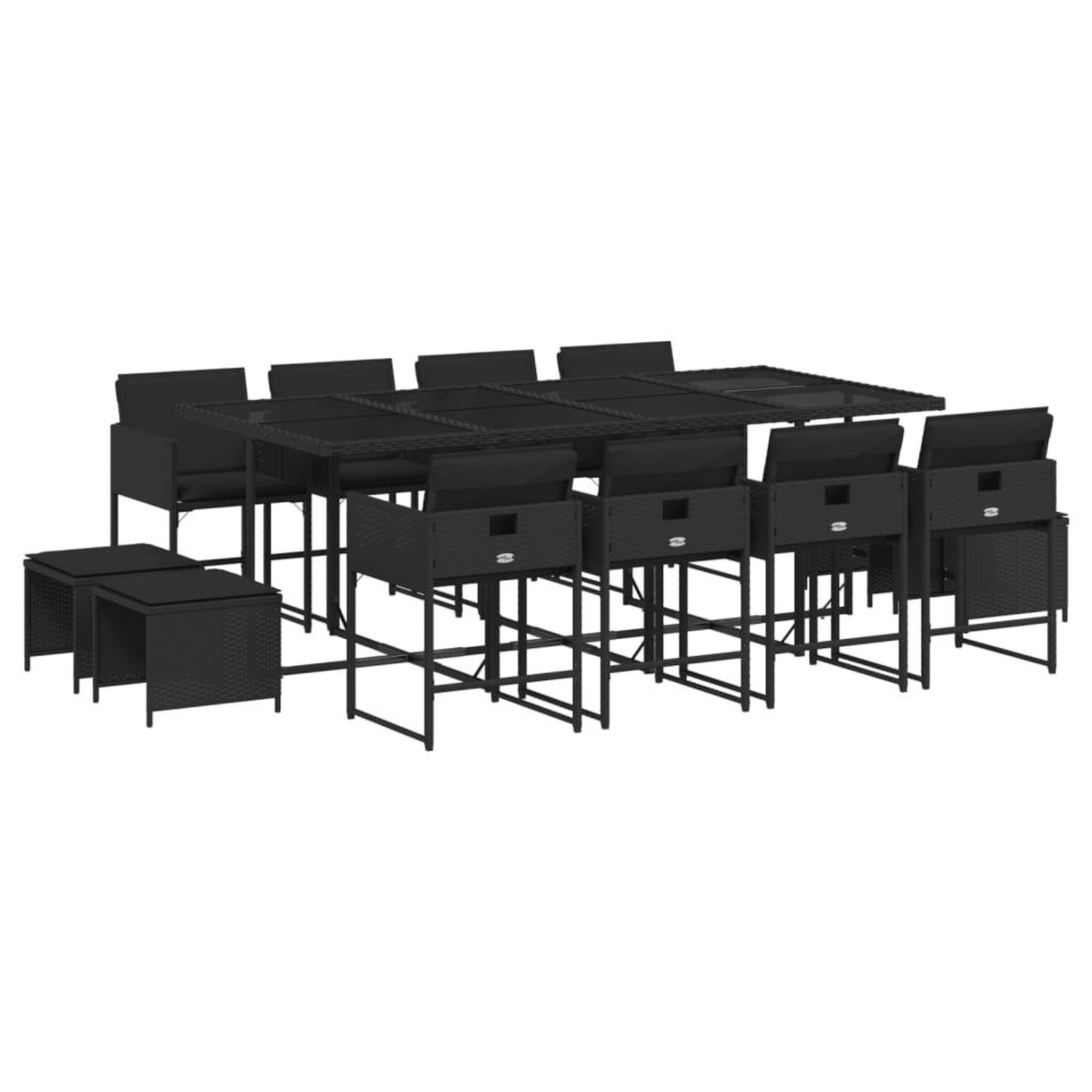 Voir la diapositive 2 : VIDAXL Ensemble a manger de jardin 13 pcs coussins noir resine tressee