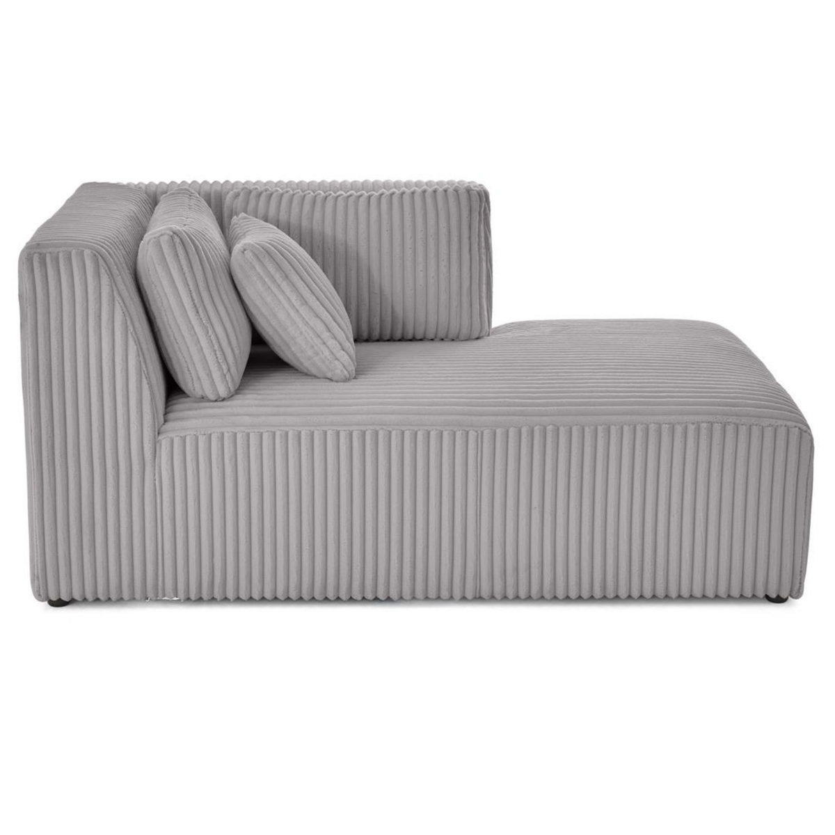 LISA DESIGN Victoire - module d'assise méridienne droit en velours côtelé grosses côtes