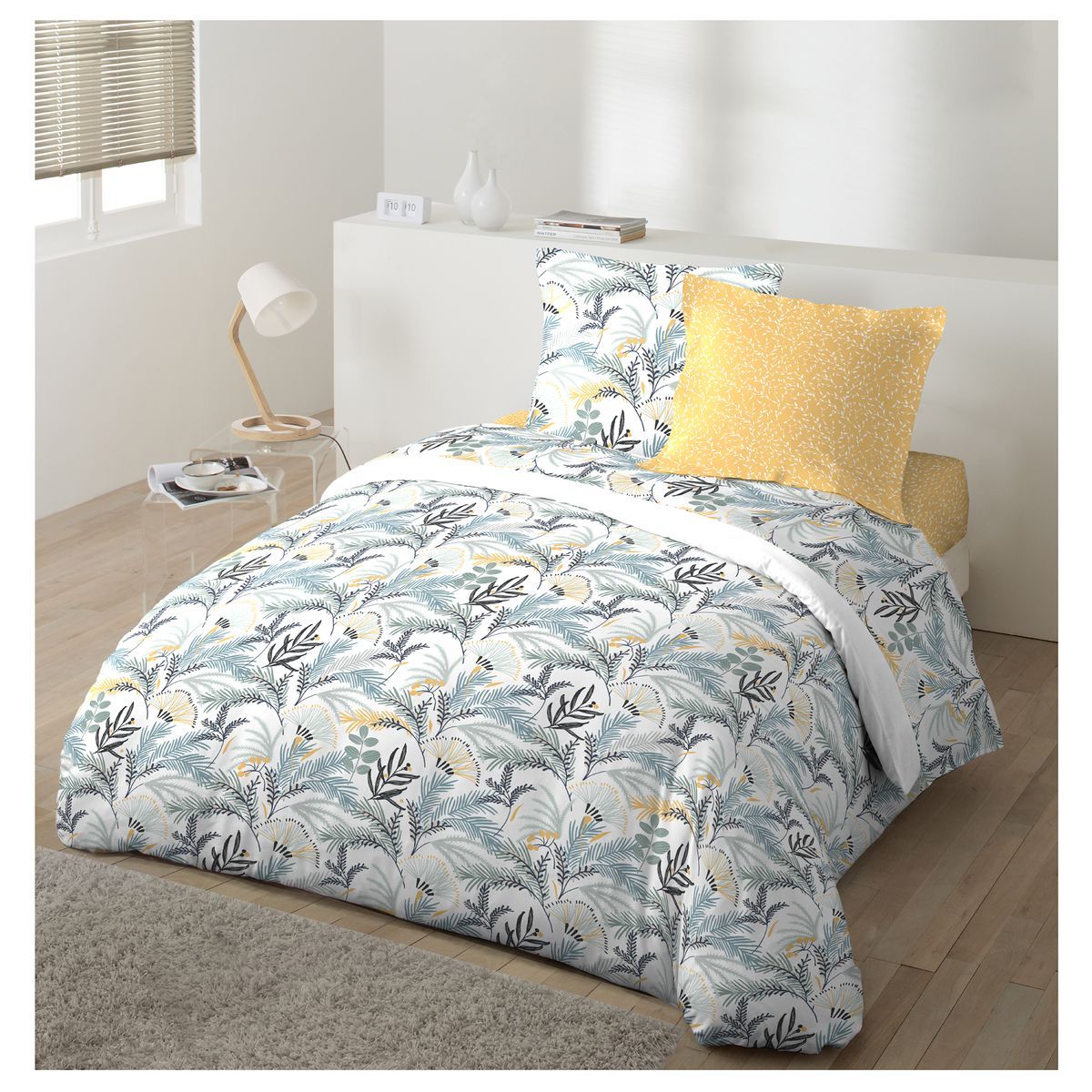 Parure de drap en coton 65 fils motif floral FILOMENE 