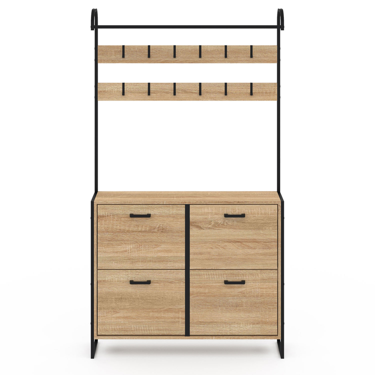 ID MARKET Vestiaire d'entrée LUIS meuble chaussures 4 portes design industriel