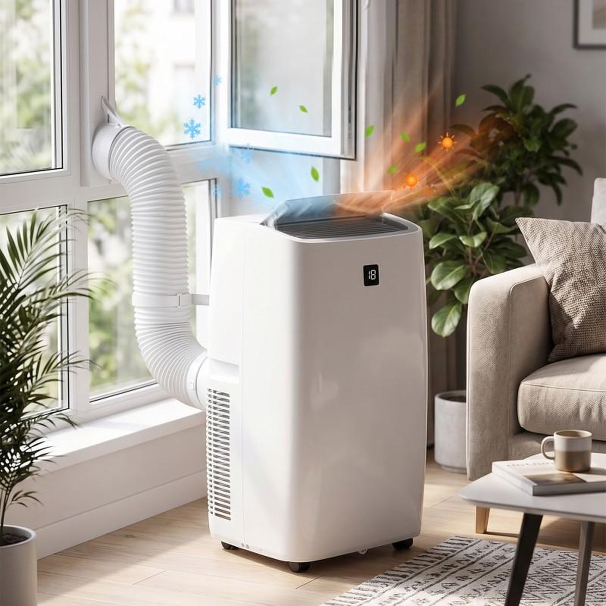 Voir la diapositive 4 : Climatiseur mobile réversible - 12000 btu - 4-en-1 - chaud/froid