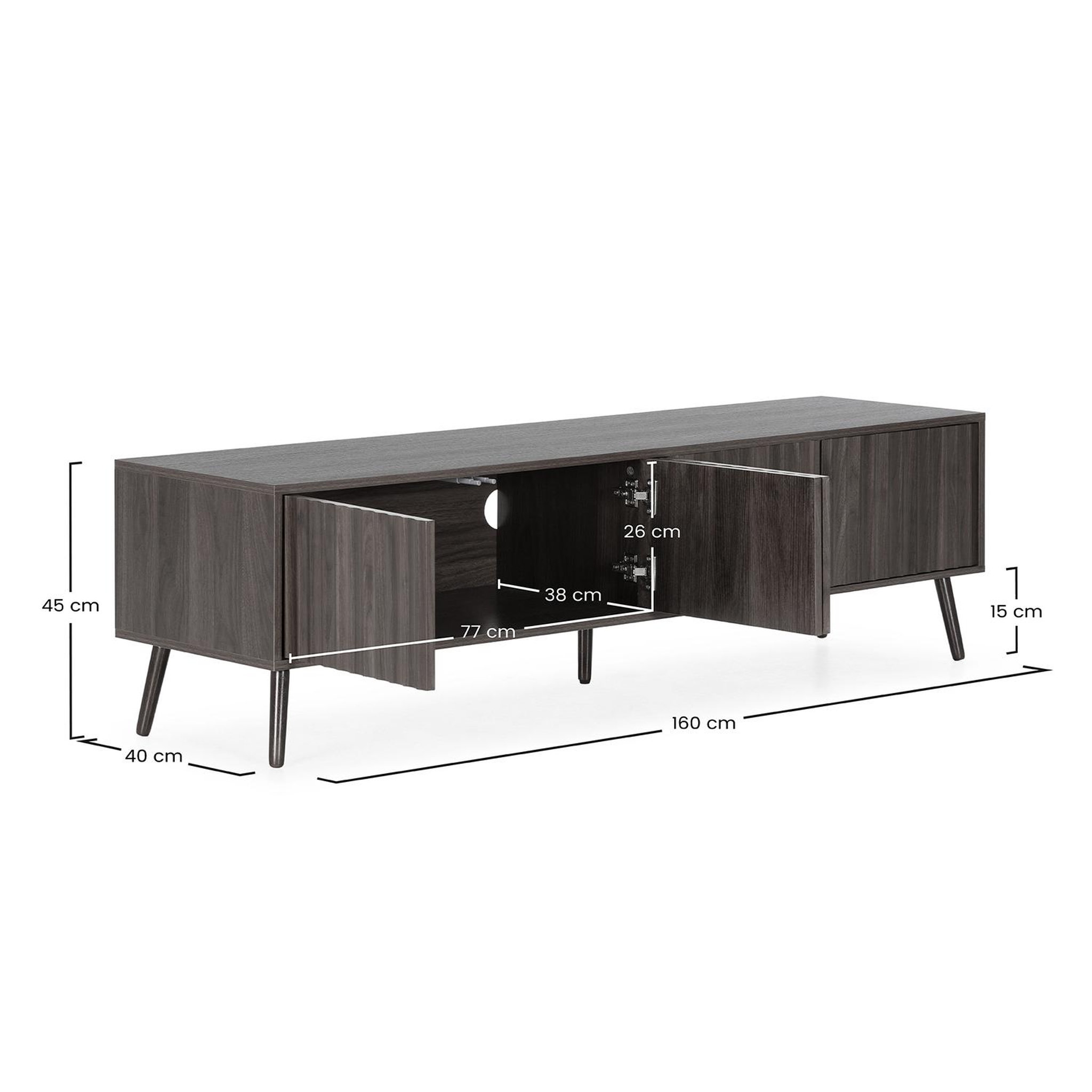 Voir la diapositive 6 : VS VENTA-STOCK Meuble TV Lluvia 4 portes effet noyer