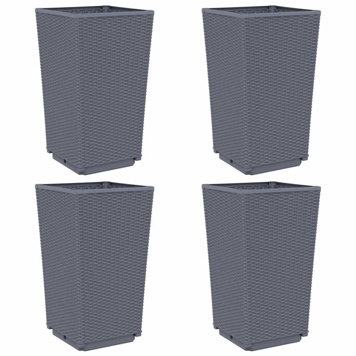 VIDAXL Jardinieres 4 pcs bleu gris 32,5x32,5x57 cm PP