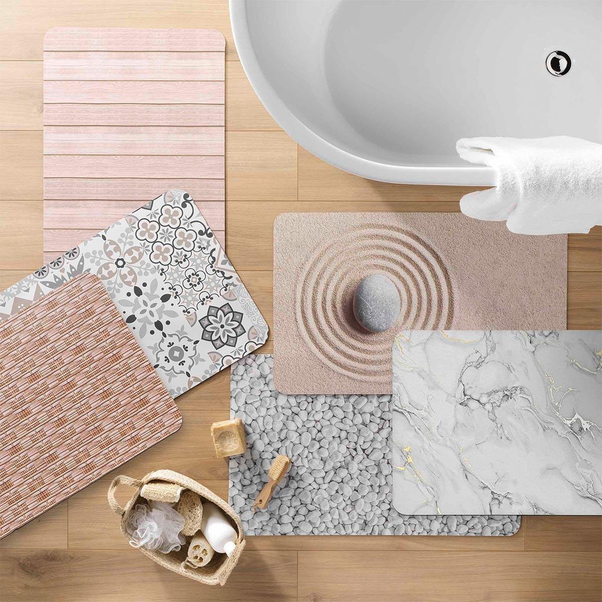 Voir la diapositive 6 : Douceur d'Intérieur Tapis de bain imprimé  calista  50x120cm naturel