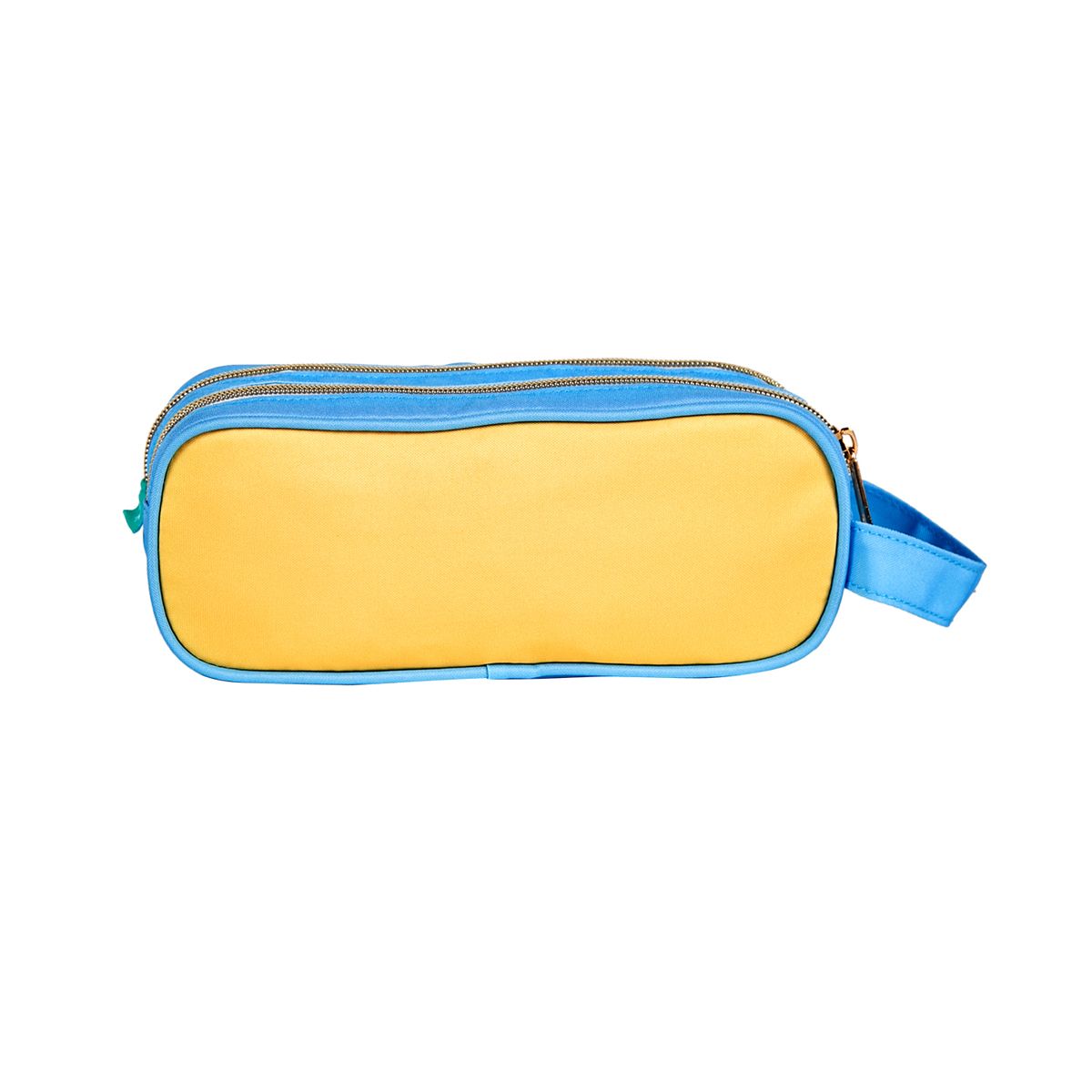 AUCHAN Trousse 2 compartiments bleu et jaune RAINBOW ROLL