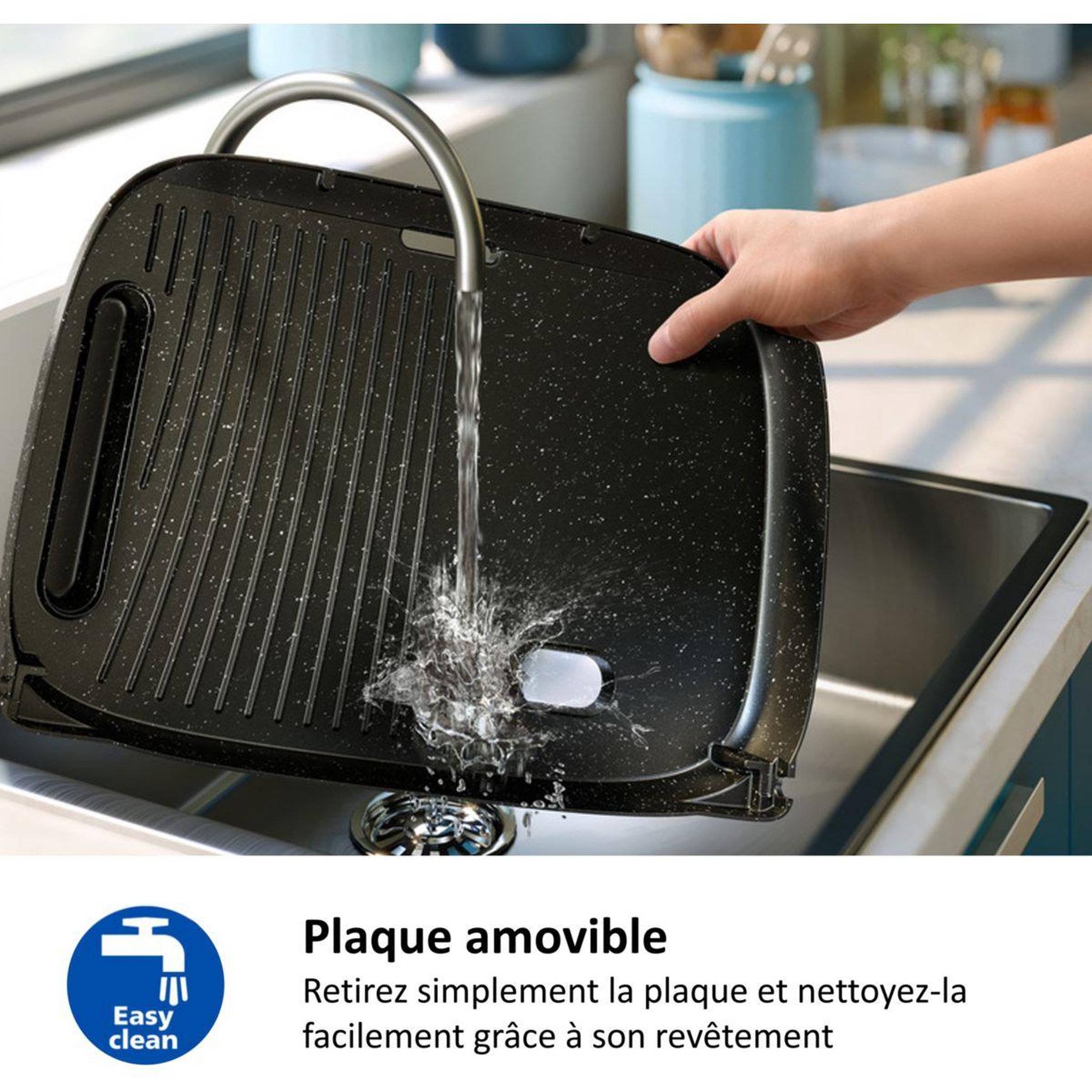 Voir la diapositive 2 : Philips Plancha électrique hd6212/90 grill de table série 5000, 50x25 cm, fumoir & diffuseur d'arôme
