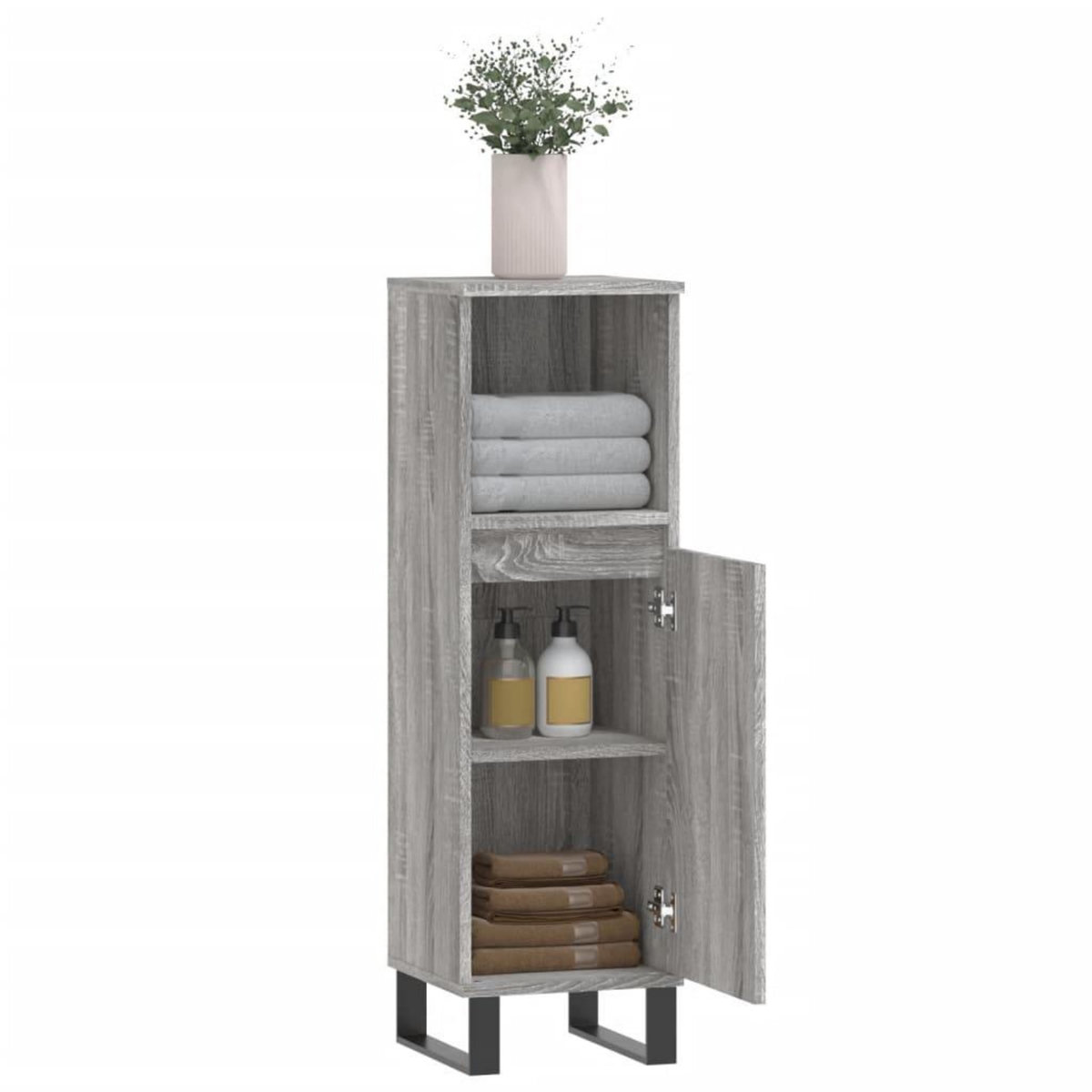 VIDAXL Armoire salle de bain sonoma gris 30x30x100 cm