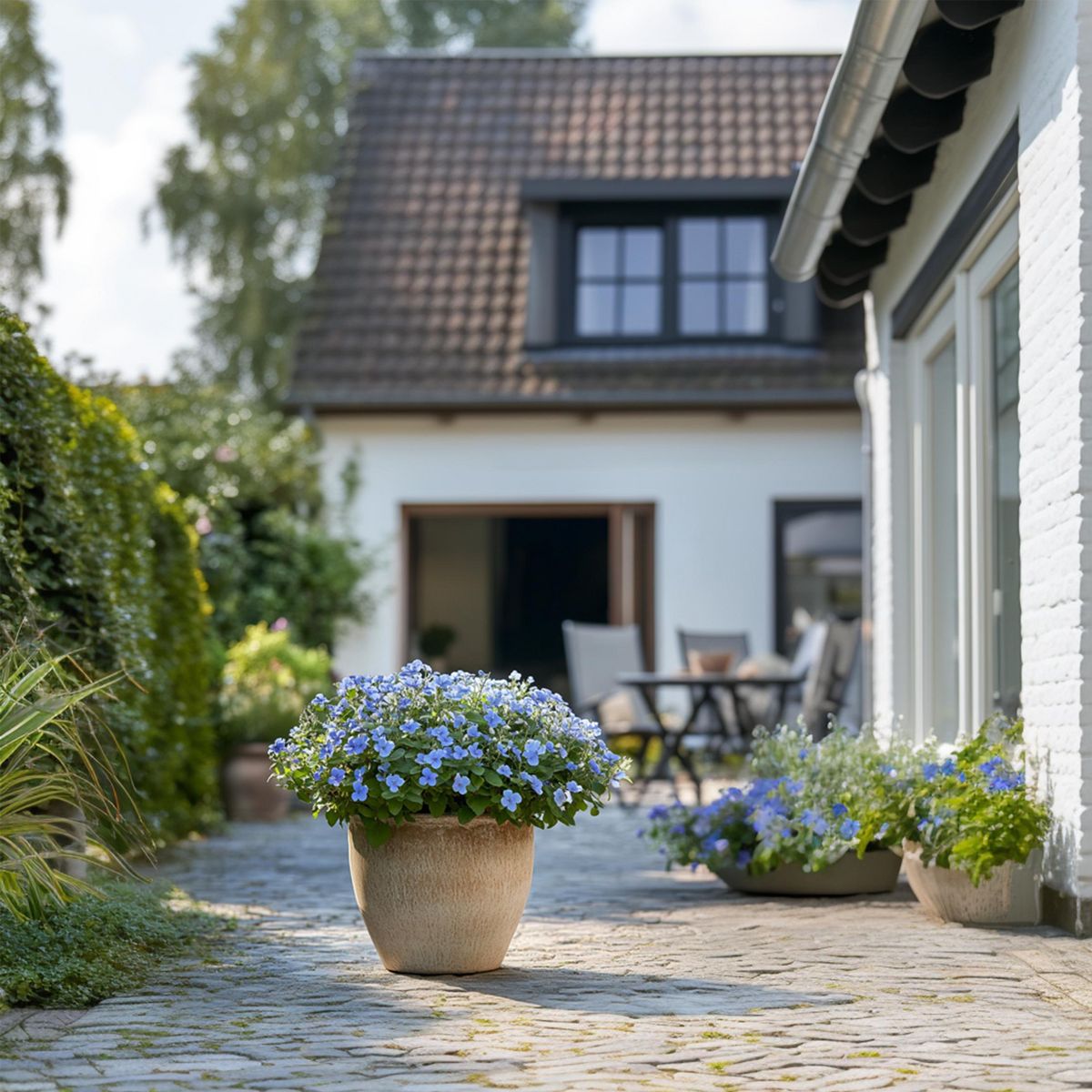 PLANT IN A BOX Dentelaire du Cap - Set de 3 - Plumbago auriculata - Hauteur 25-40cm - ⌀9cm