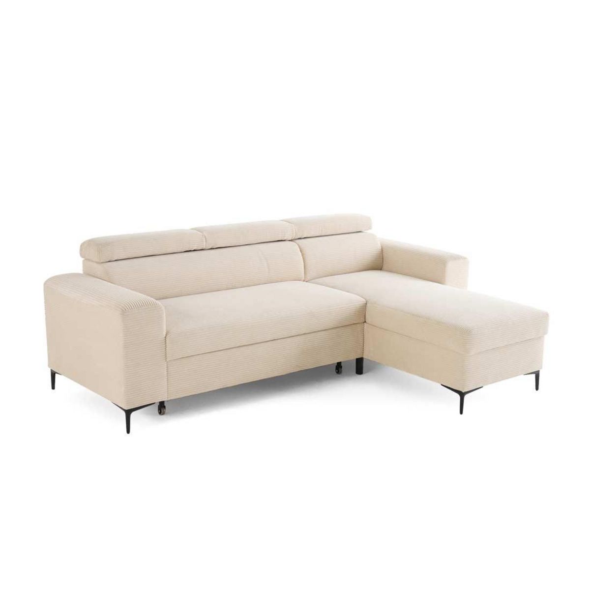 LISA DESIGN Ceylan - canapé d'angle réversible - convertible avec coffre et têtières - 4 places - en velours côtelé