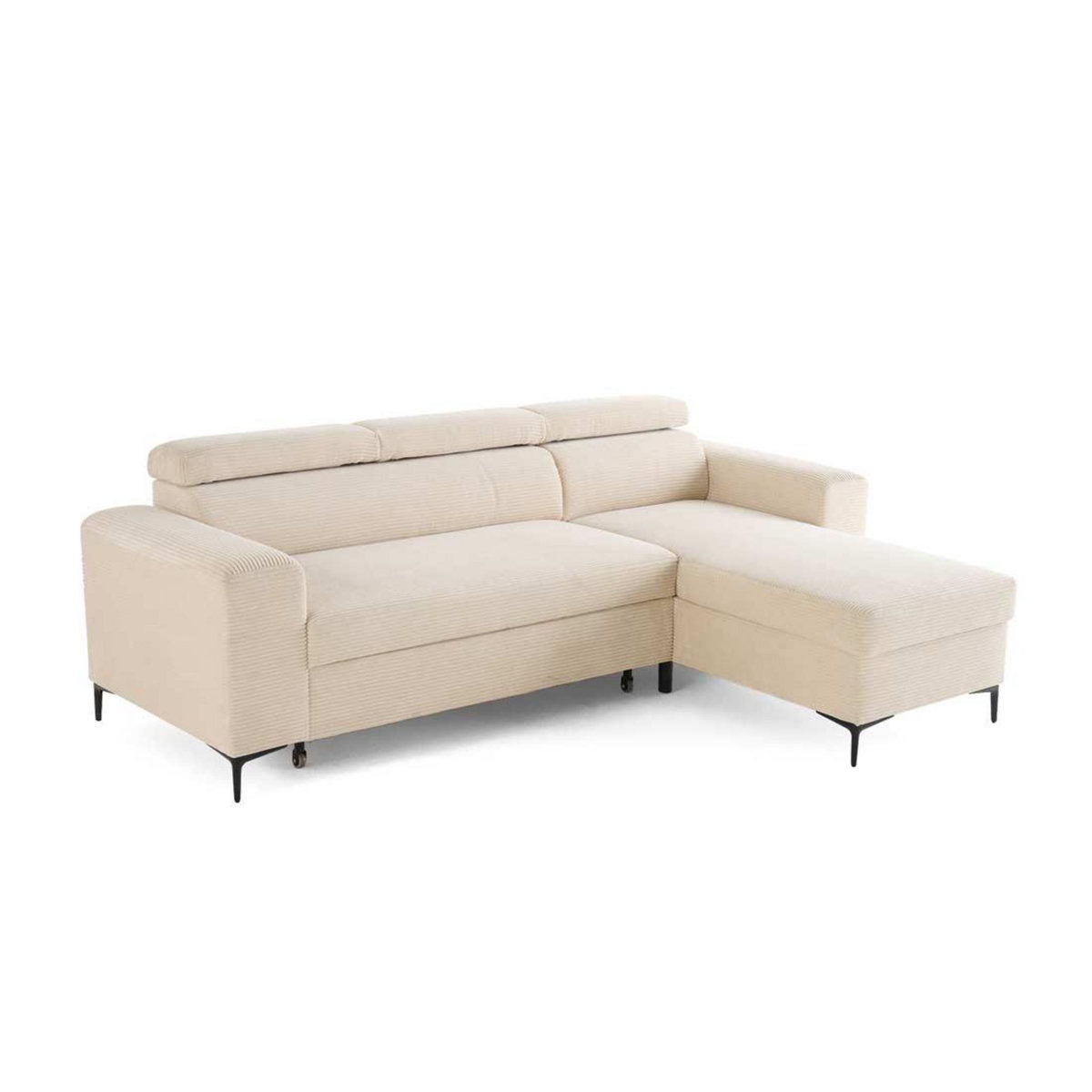 LISA DESIGN Ceylan - canapé d'angle réversible - convertible avec coffre et têtières - 4 places - en velours côtelé