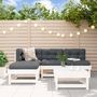 Voir la diapositive 1 : VIDAXL Salon de jardin 5 pcs blanc bois massif de pin