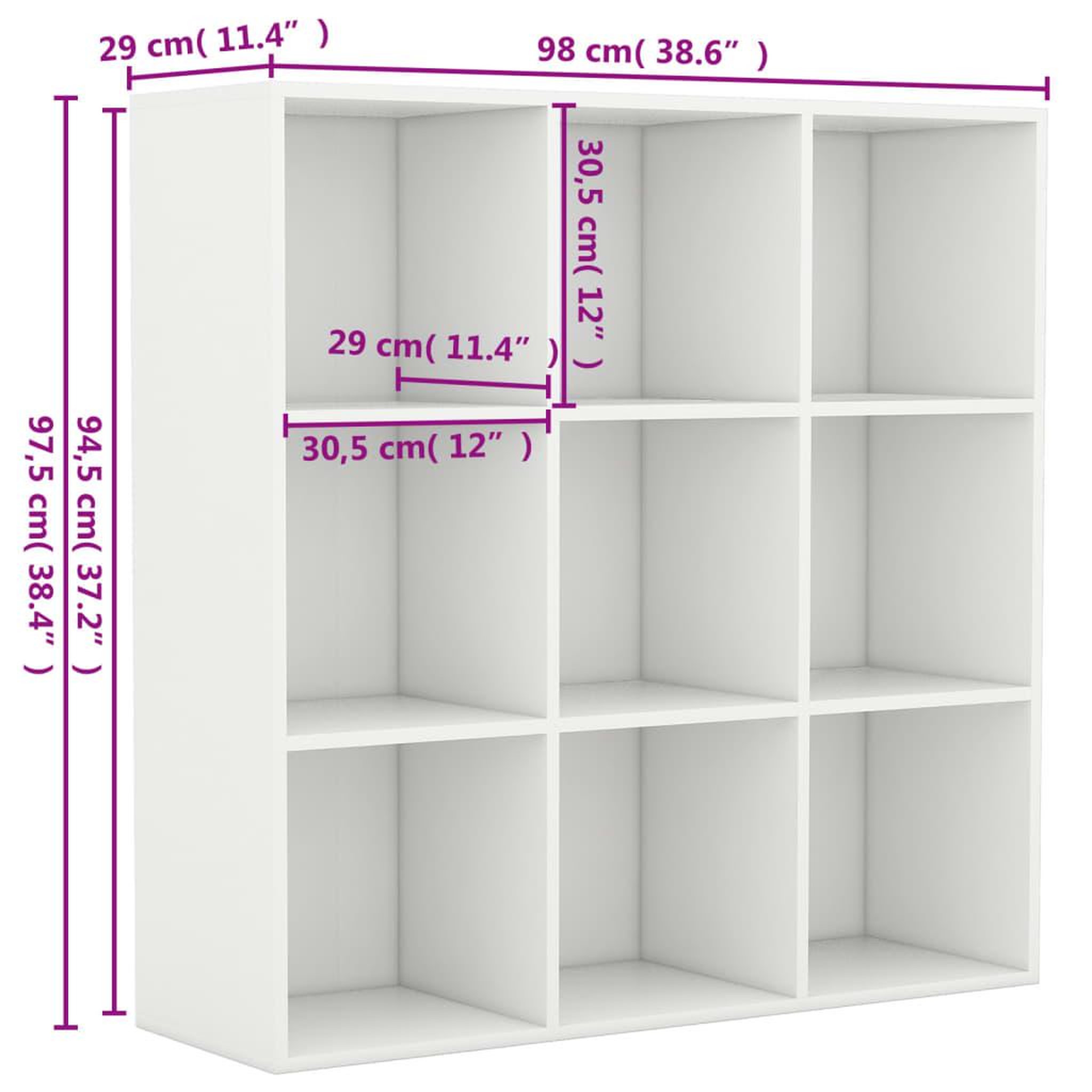 Voir la diapositive 6 : VIDAXL Bibliotheque blanc 98x29x97,5 cm bois d'ingenierie