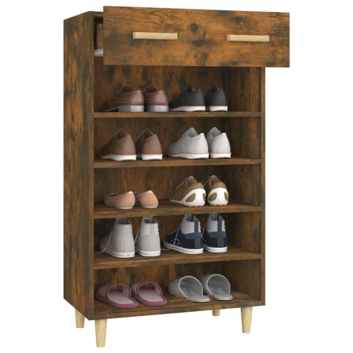 VIDAXL Meuble a chaussures Chene fume 60x35x105 cm Bois d'ingenierie