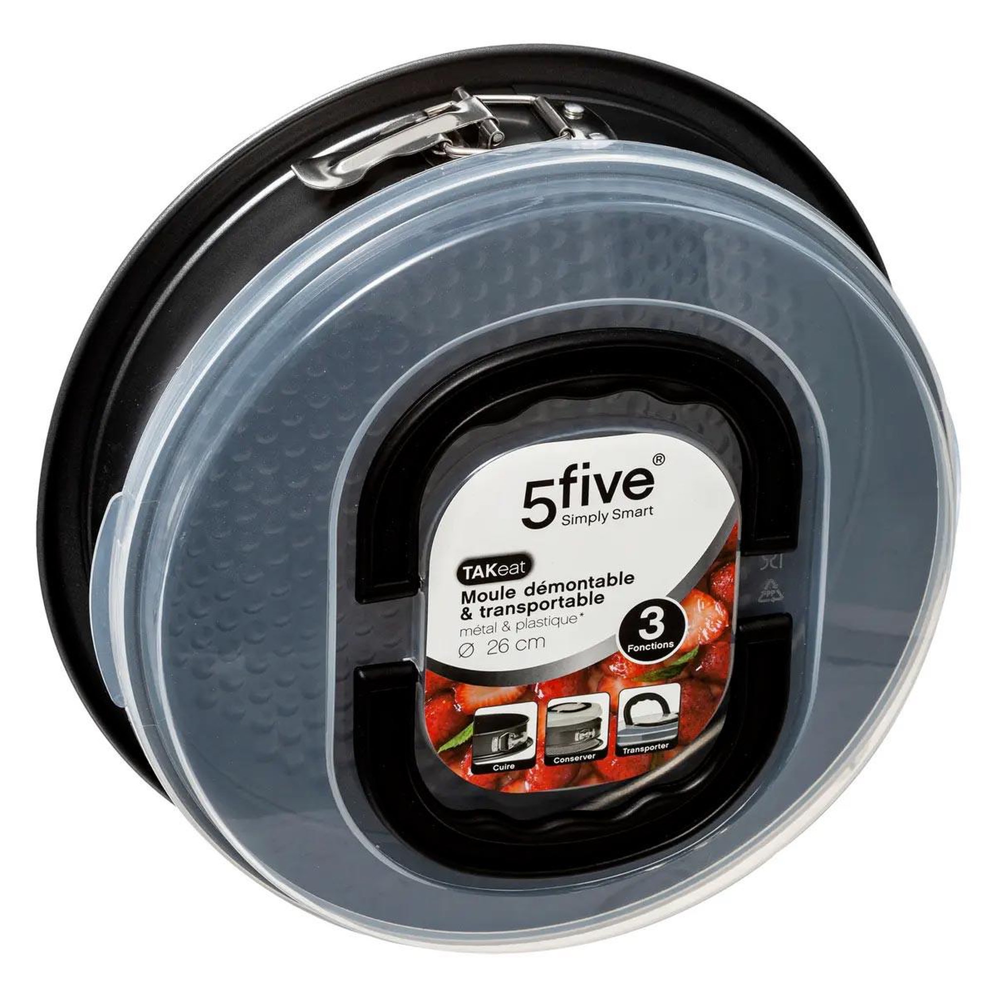 Voir la diapositive 5 : FIVE Moule démontable & couvercle  mold  28cm gris