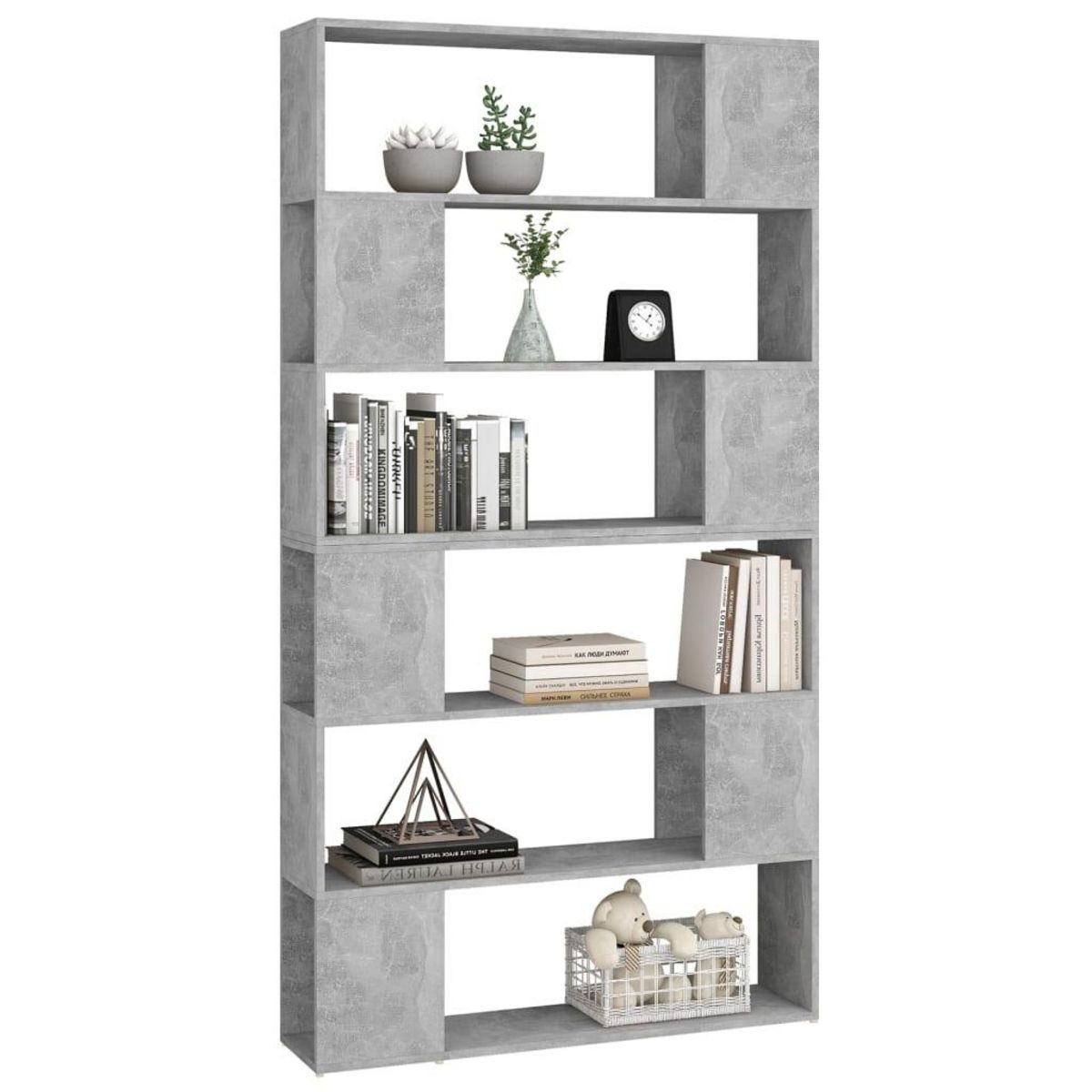 VIDAXL Bibliotheque/Separateur de piece Gris beton 100x24x188 cm