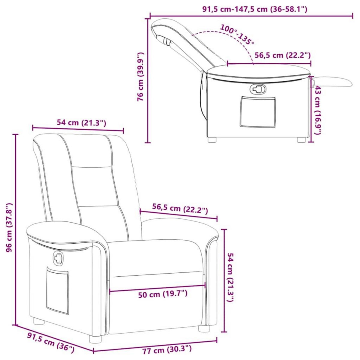 VIDAXL Fauteuil inclinable Gris clair Tissu