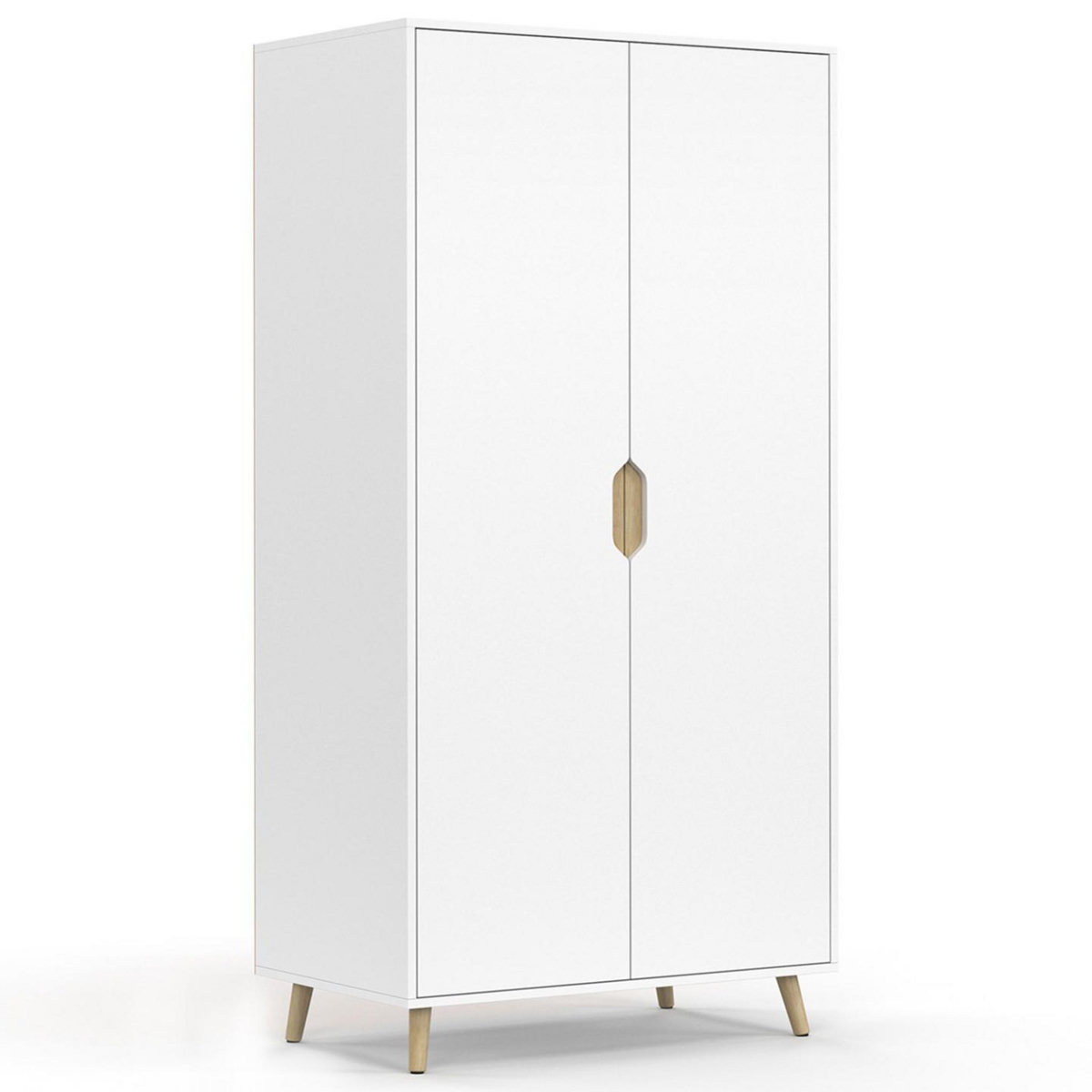 ID MARKET Armoire 2 portes HELSINKI scandinave blanc penderie 80 cm avec étagères rangement maxi capacité