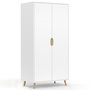 Voir la diapositive 1 : ID MARKET Armoire 2 portes HELSINKI scandinave blanc penderie 80 cm avec étagères rangement maxi capacité