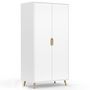 Voir la diapositive 1 : ID MARKET Armoire 2 portes HELSINKI scandinave blanc penderie 80 cm avec étagères rangement maxi capacité