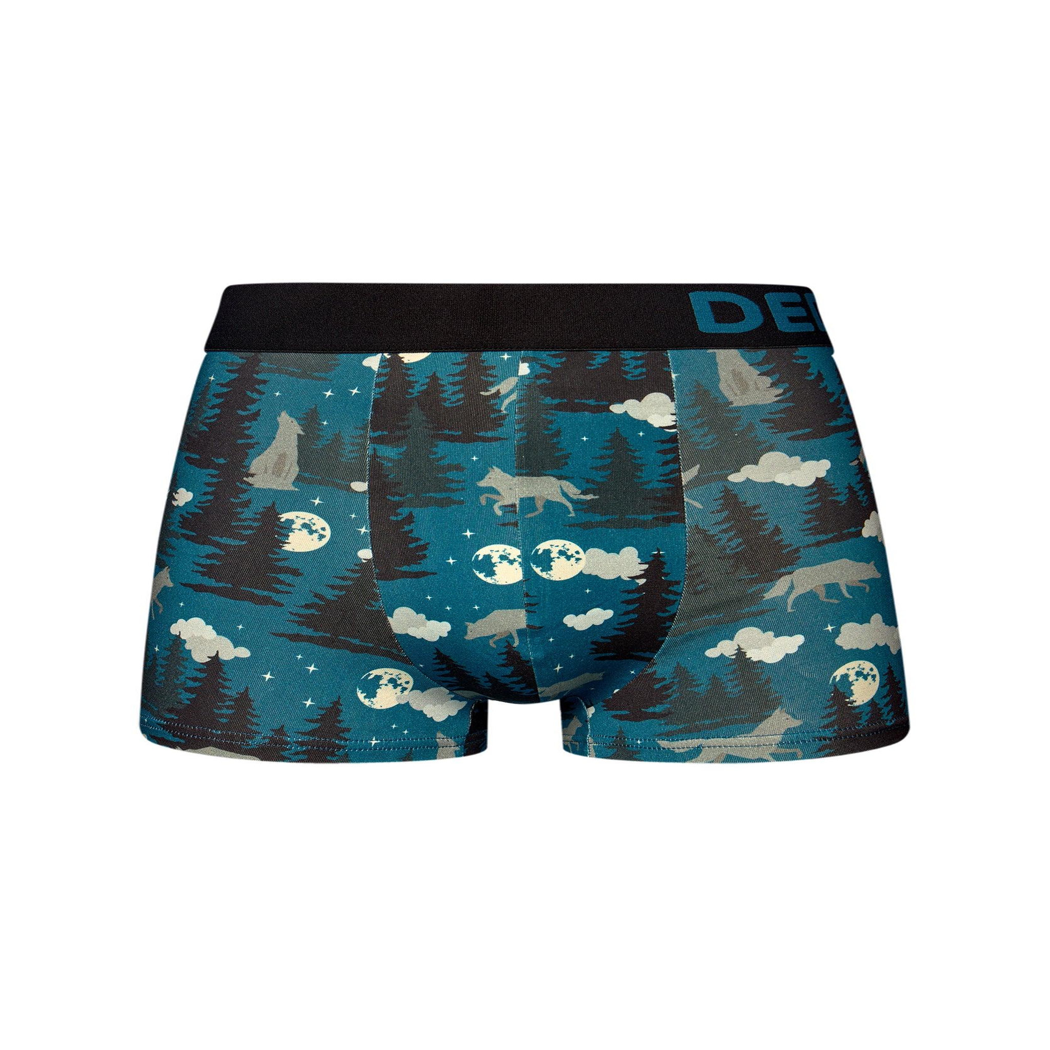 DEDOLES Boxer court homme loup et lune. Coloris disponibles : Multicolore